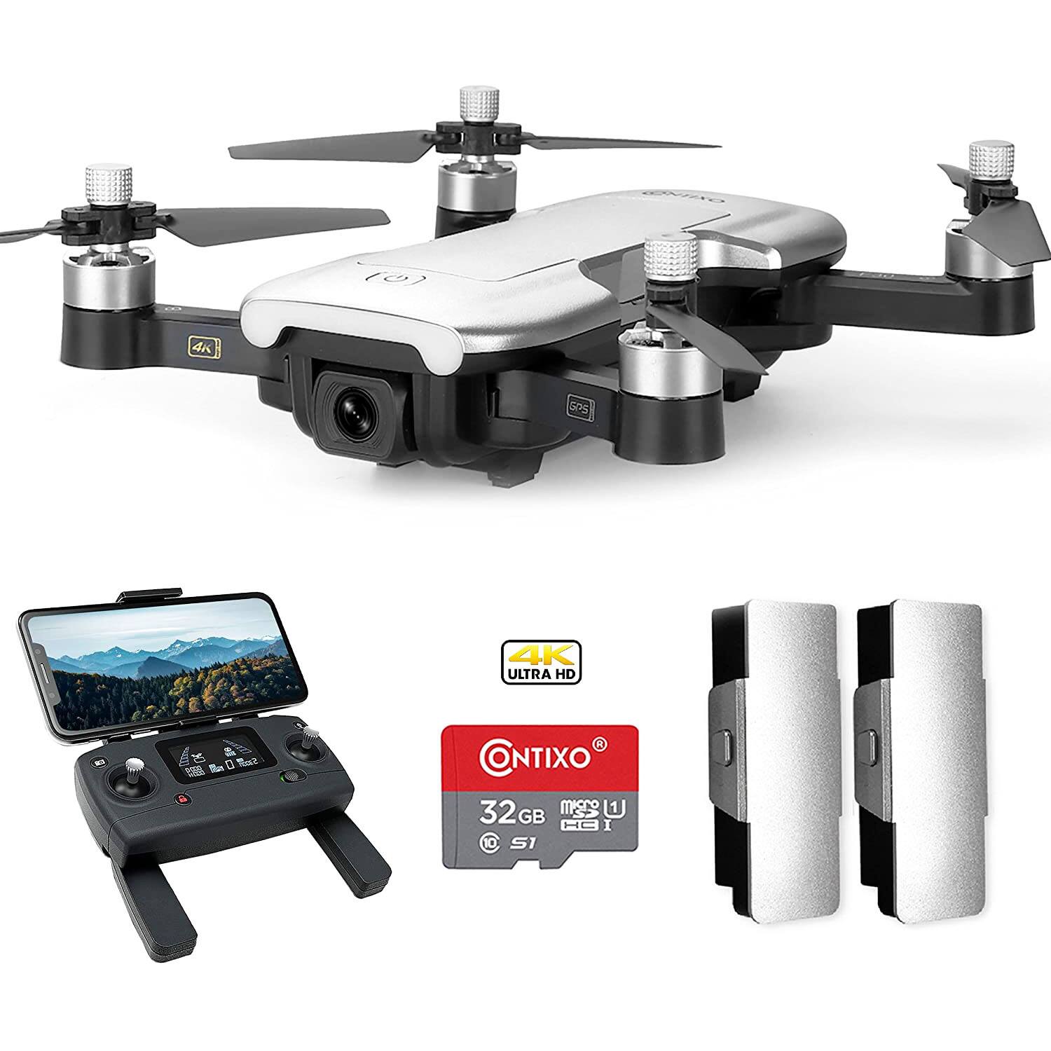 Contixo - F30 Drone Quadcopter with Wifi 4K UHD Camera and GPS Tracking F30