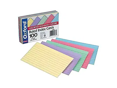 RAINBOW COLORS
ASSORTED RAINBOW COLORS
Oxford
Ruled Index Cards
100