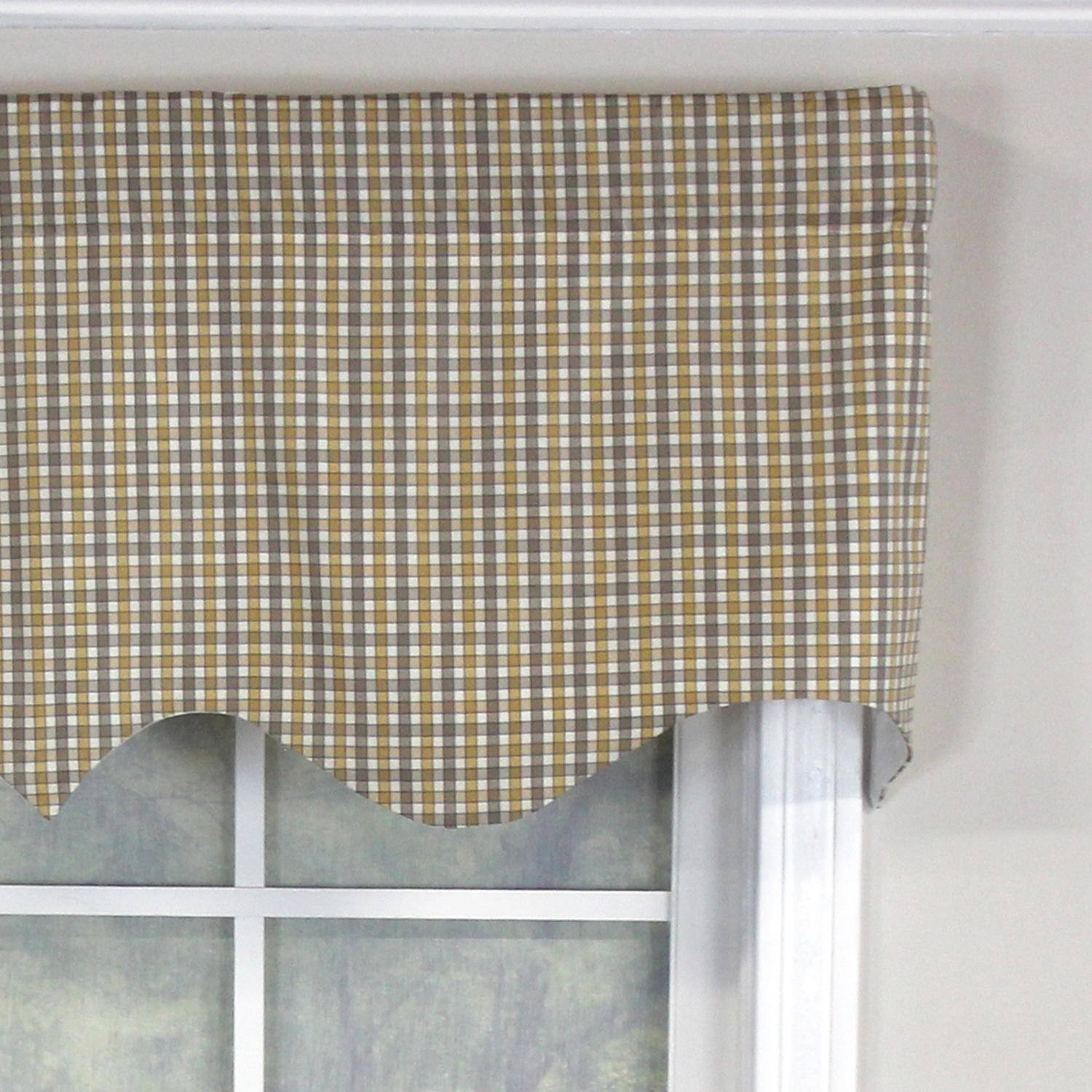 Left. RLF Home - RLF Home Gee Regal 100% Cotton with Fully Lined 3" Rod Pocket Valnance for Windows 50" x 17" Gray - Gray.