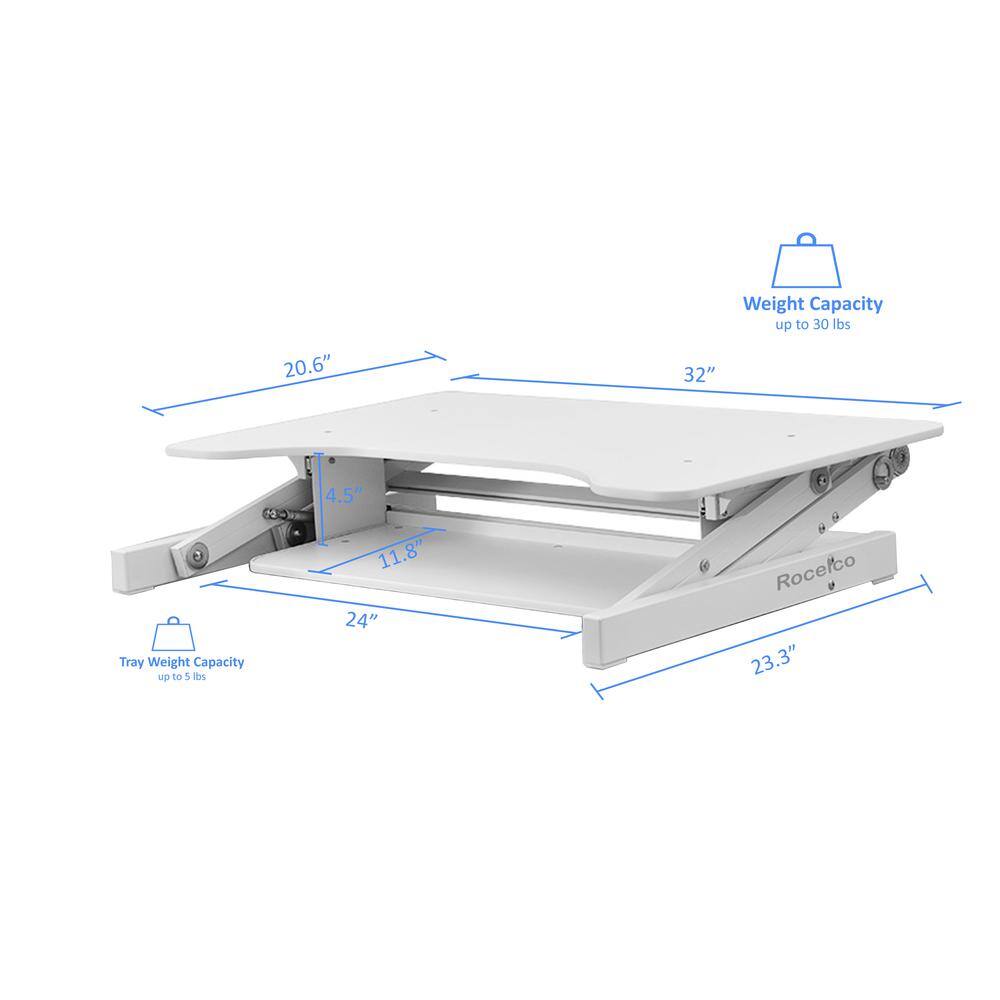 Weight Capacity up to 30 lbs  
20.6"  
32"  
4.5"  
Tray Weight Capacity up to 5 lbs  
11.8"  
24"  
Rocelco  
23.3"