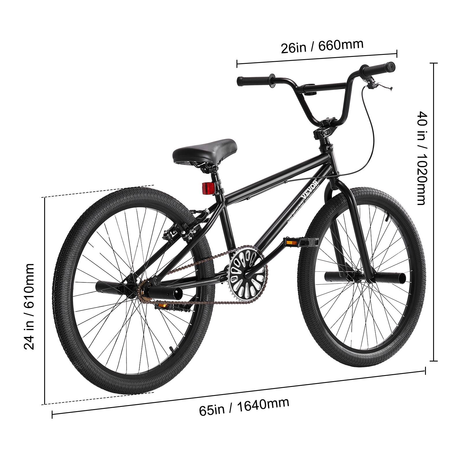 VEVOR BMX Bike, 24 Inch Wheel Freestyle Bike, BMX Race Bike with 4