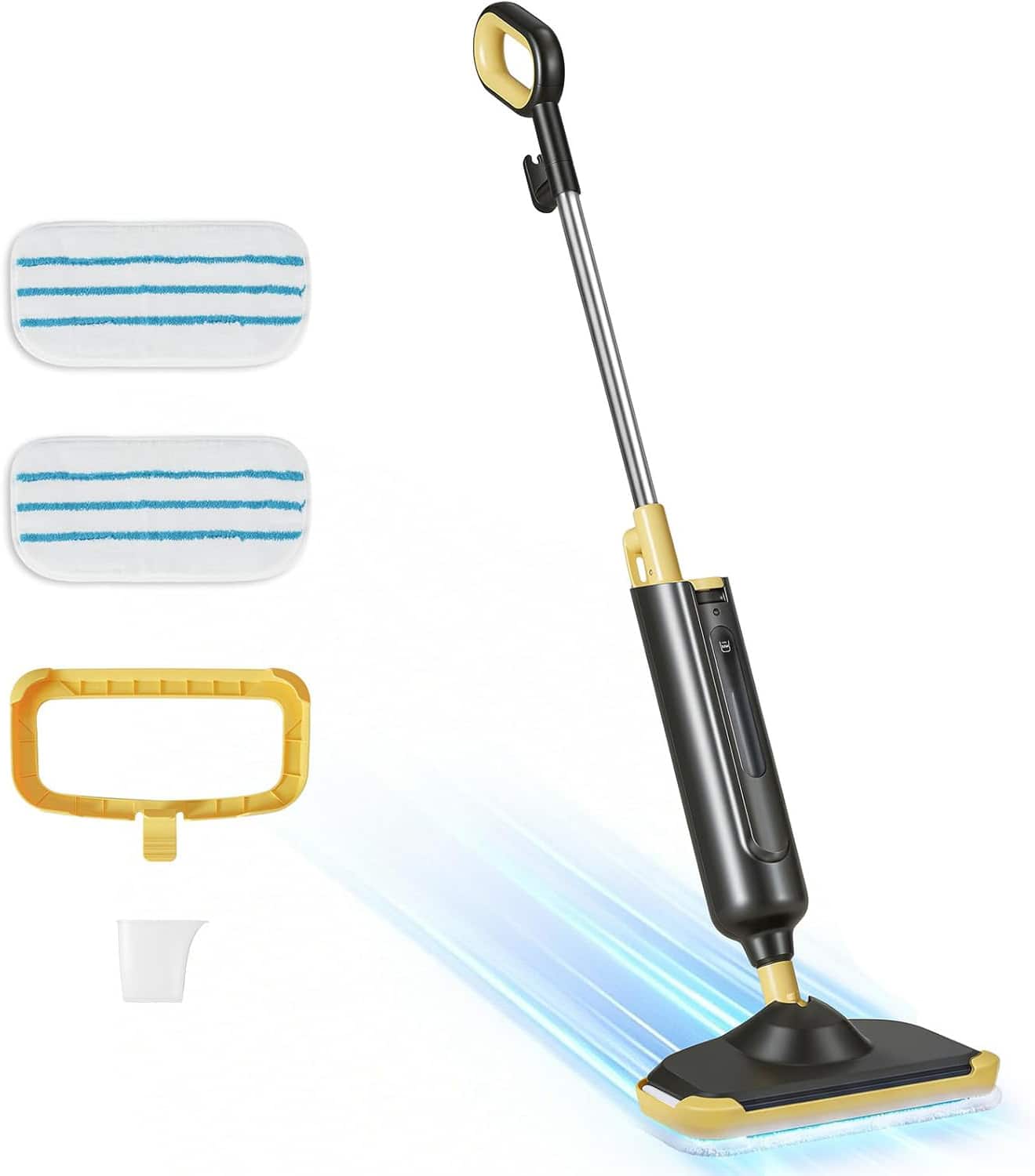 Sweet - Steam Mop for Floor Cleaning, Lightweight Floor Steamer with 2 Washable Pads - Black Yellow