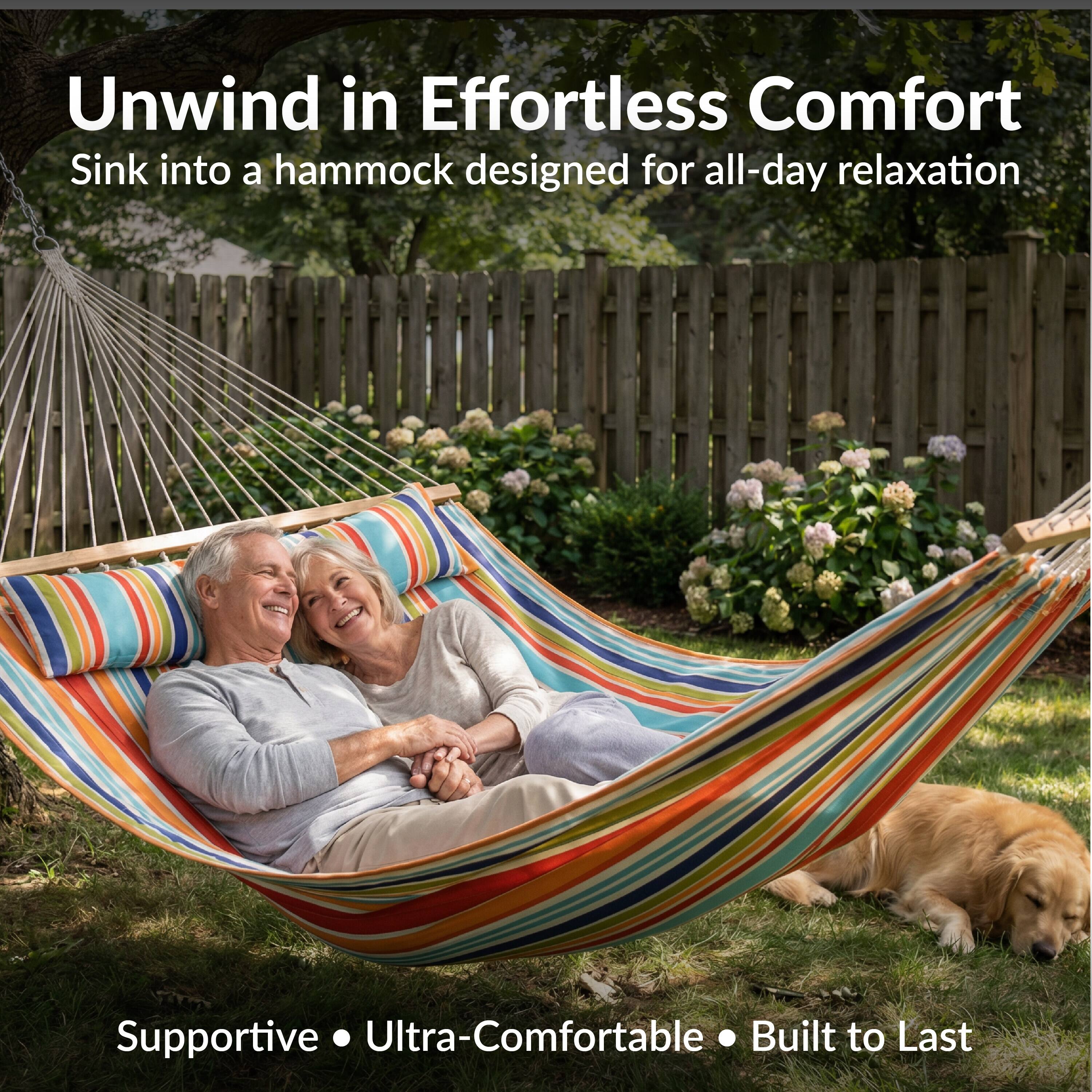 Unwind in Effortless Comfort  
Sink into a hammock designed for all-day relaxation  

Supportive • Ultra-Comfortable • Built to Last
