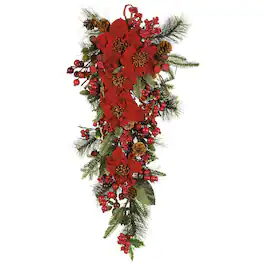 BreeBe - 30" Poinsettia Teardrop - Red/Green
