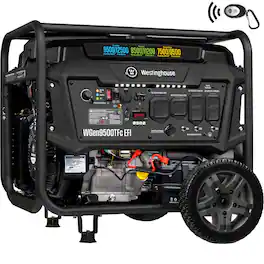 Westinghouse - 12,500/9,500-Watt Tri-Fuel Gas, Propane, Natural Gas Powered Portable EFI Generator, Remote Electric Start, 50A Outlet - Black