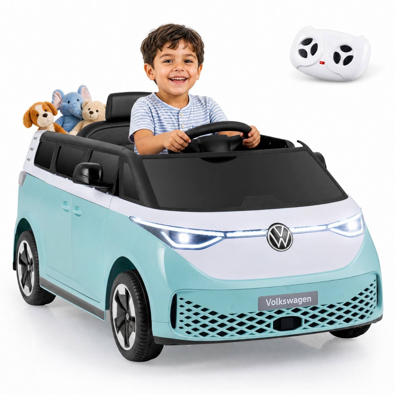 Alt View 9. Costway - Costway Licensed Volkswagen 12V Kids Ride On Bus Car with Remote - Light Blue.
