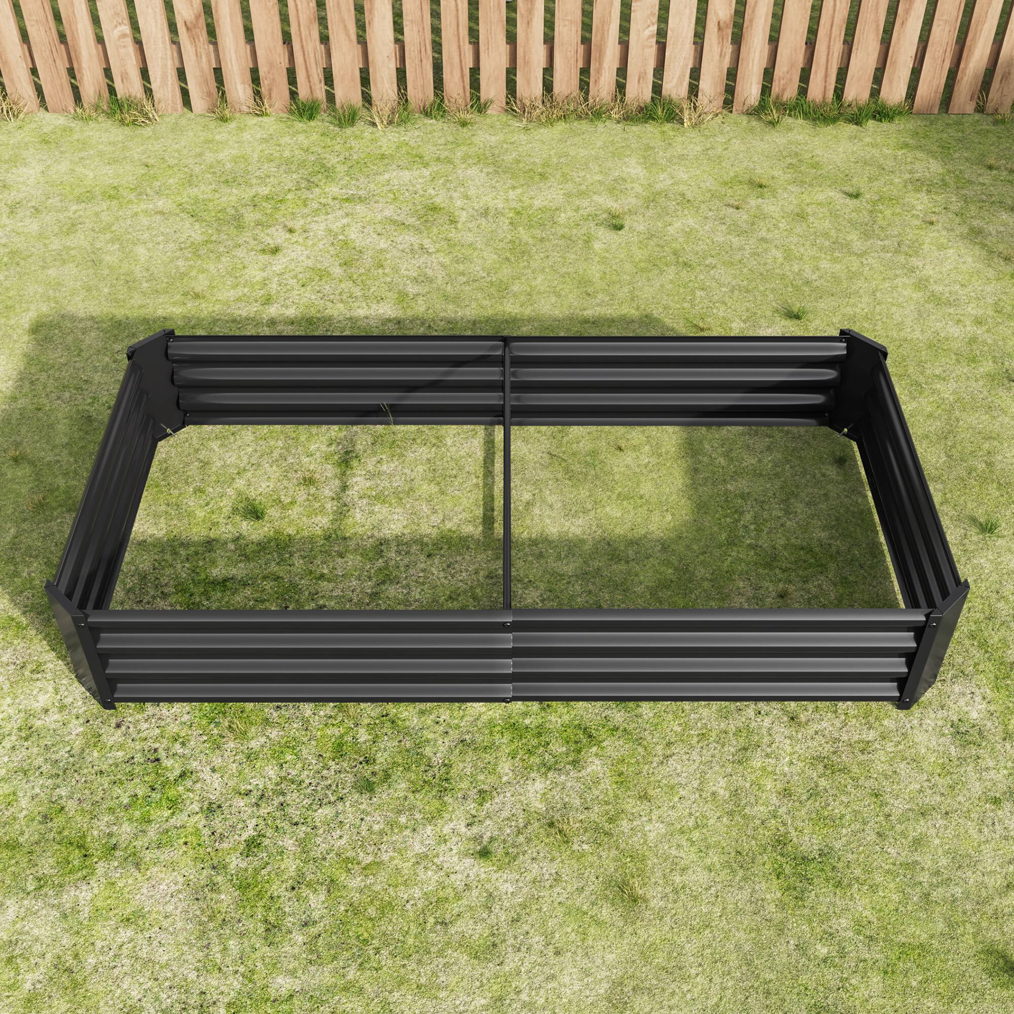 Alt View 5. PAIHOME - Heavy Duty Metal Raised Garden Bed, 6x3x1 FT Rectangle Outdoor Planter Box for Growing Vegetables Flowers Succulents - Black.