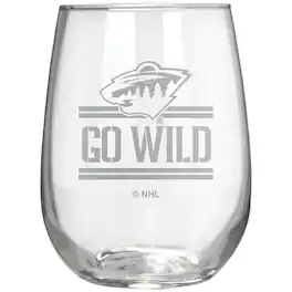 Great American Products - Minnesota Wild Etched 17oz. Rally Cry Stemless Wine Glass - Multicolor