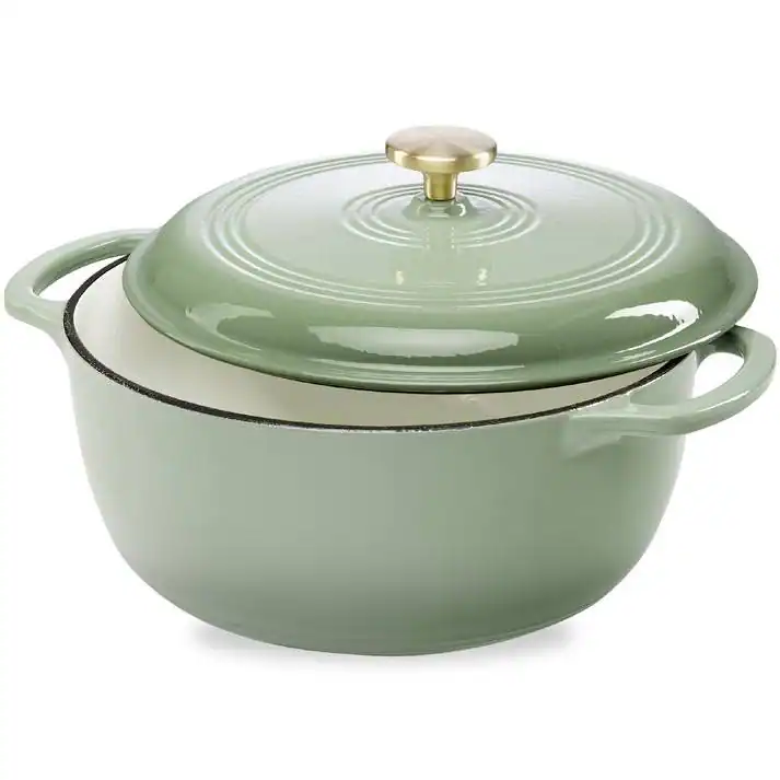 SlickBlue - Large 6-Quart Dutch Oven in Enamel Cast Iron for All-Purpose Cooking - Sage Green