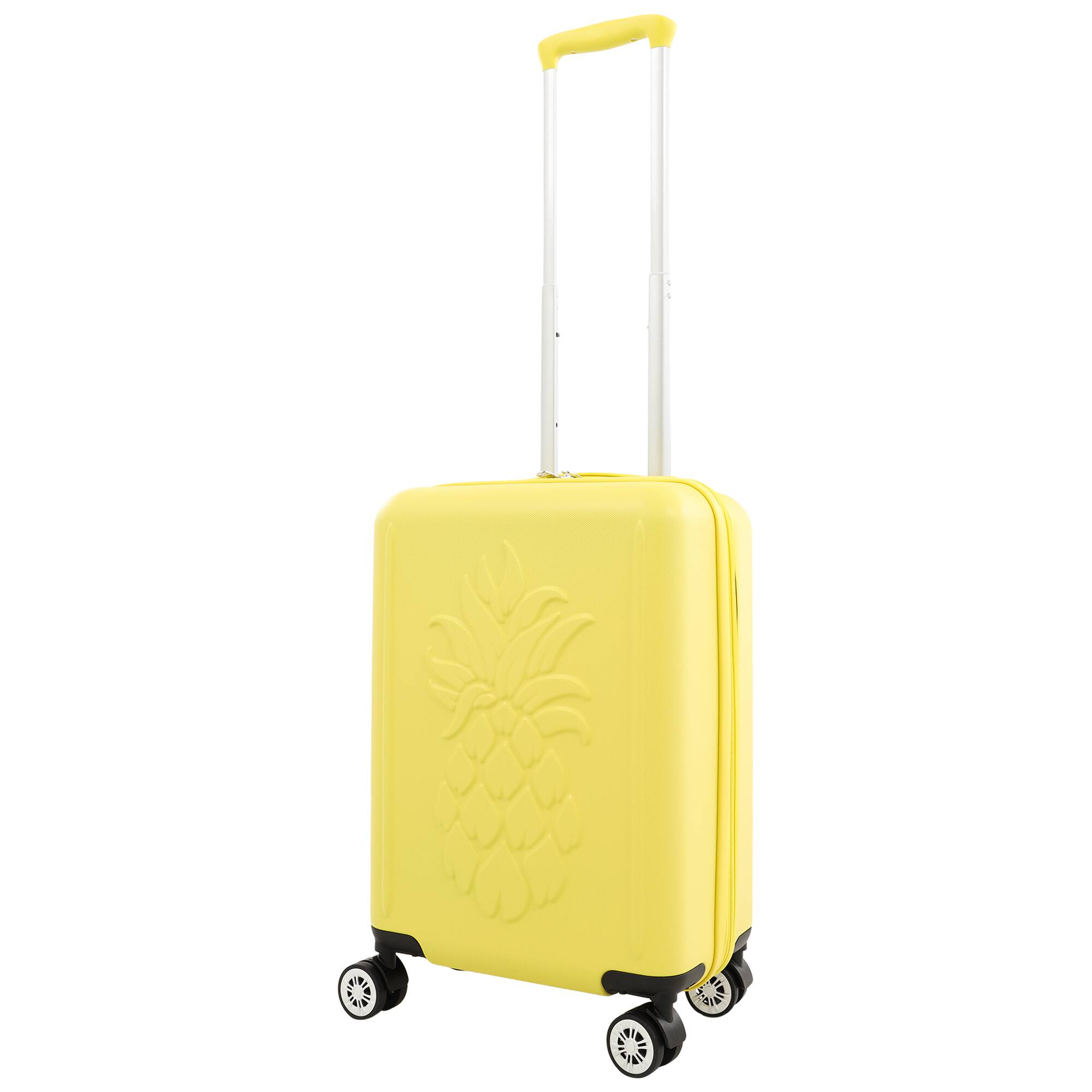 Angle. Tommy Bahama - 21.5" Carry-On Hardside Spinner Luggage with 3D Pineapple - Yellow.