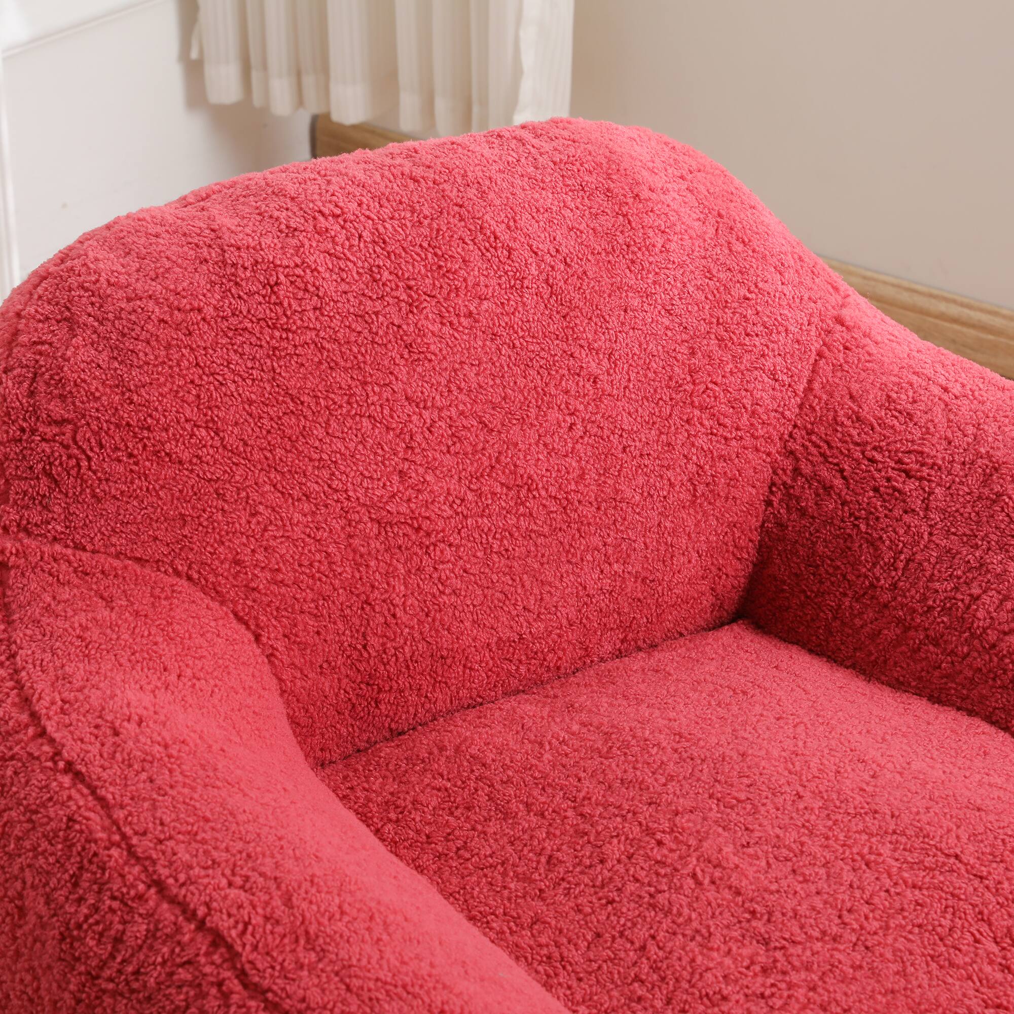 Alt View 1. GOODSILO - Giant Memory Foam Filled Bean Bag Sofa with Armrests for Adults, Spacious Faux Fur Lounger for Living Room and Bedroom - Rose Red.