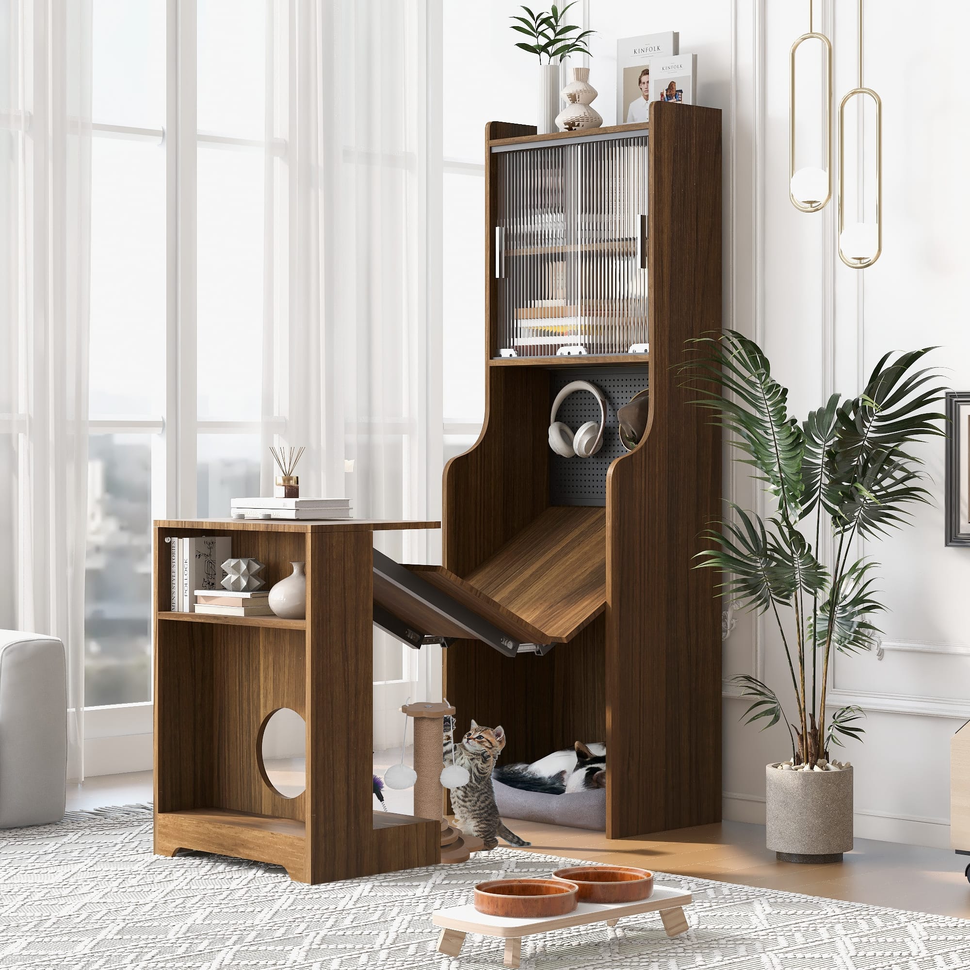 Forest'nSky Pet Friendly Extendable Desk with Hutch, Storage