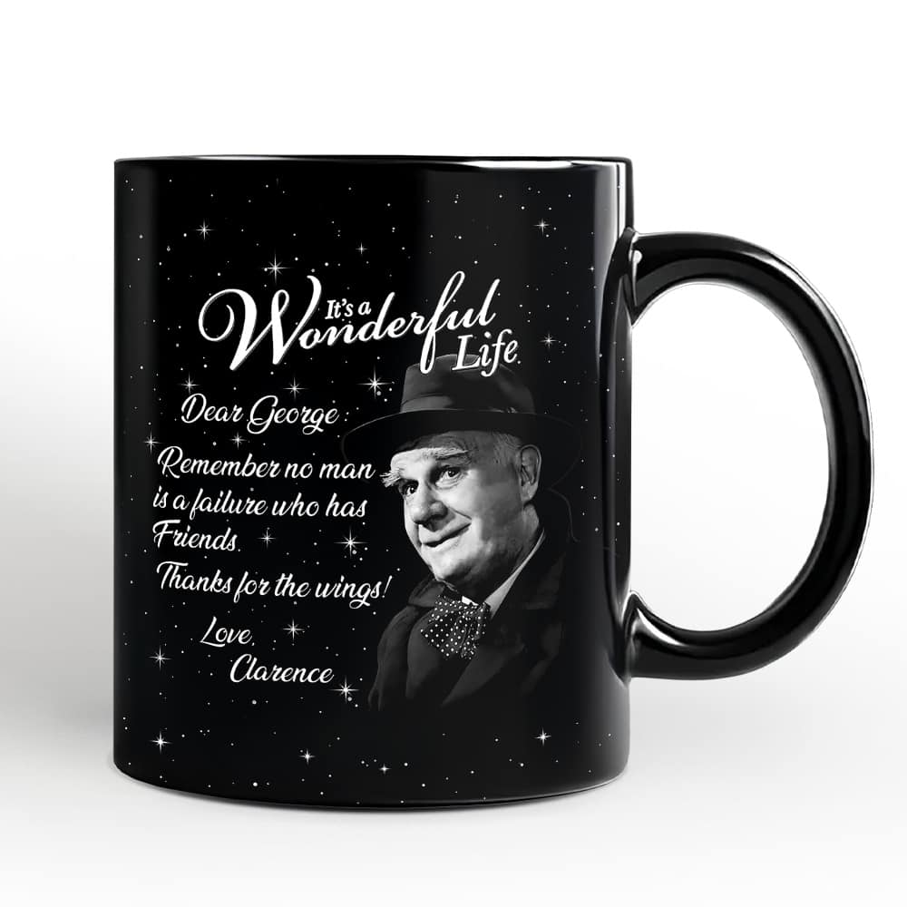Photos - Mug / Cup Angel OrnamentallyYou - Clarence the  Dear George Quote Christmas Mug, Wonderful Life Gift - Black BLACK-NPCM1029 