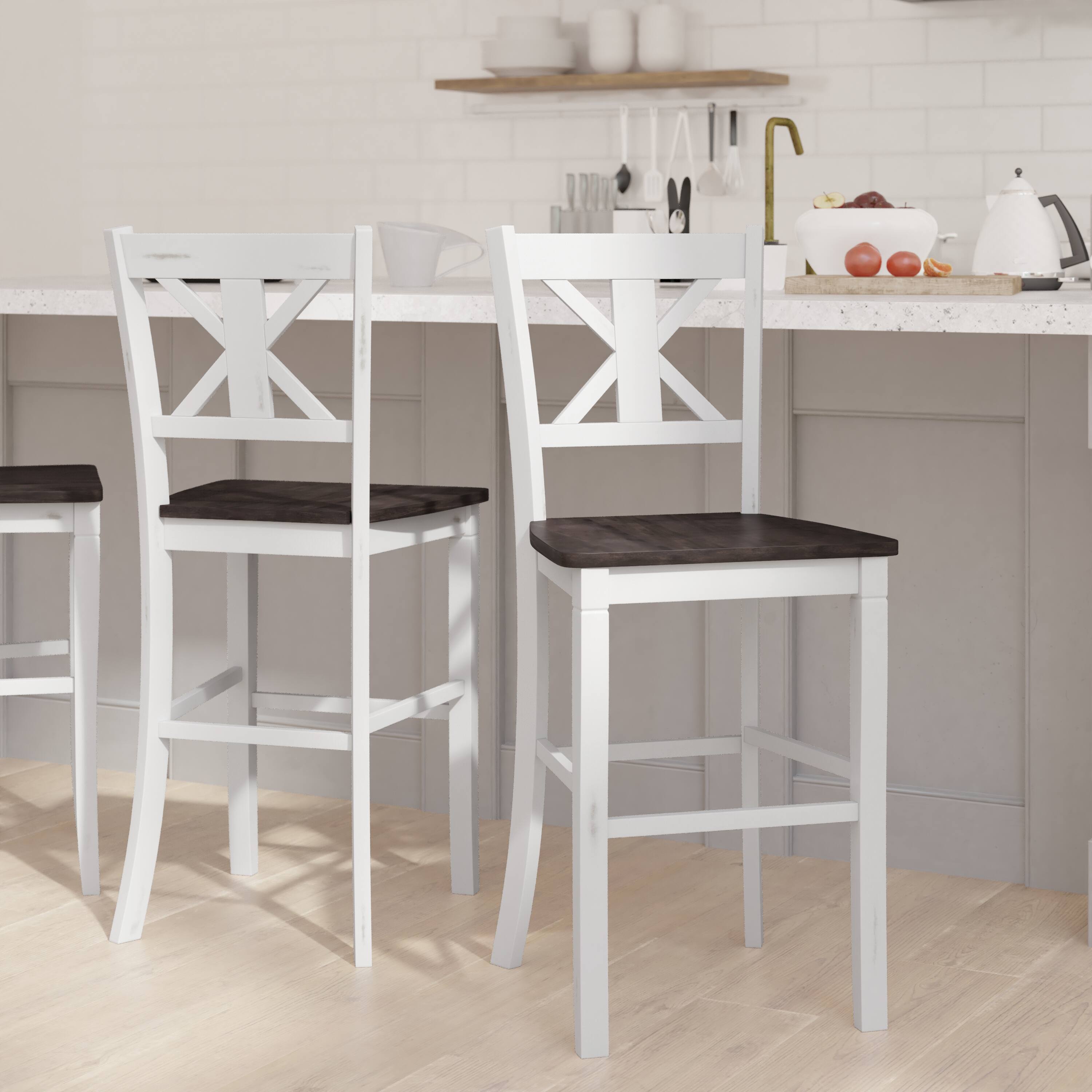 White Wooden Bar Stools With Backs