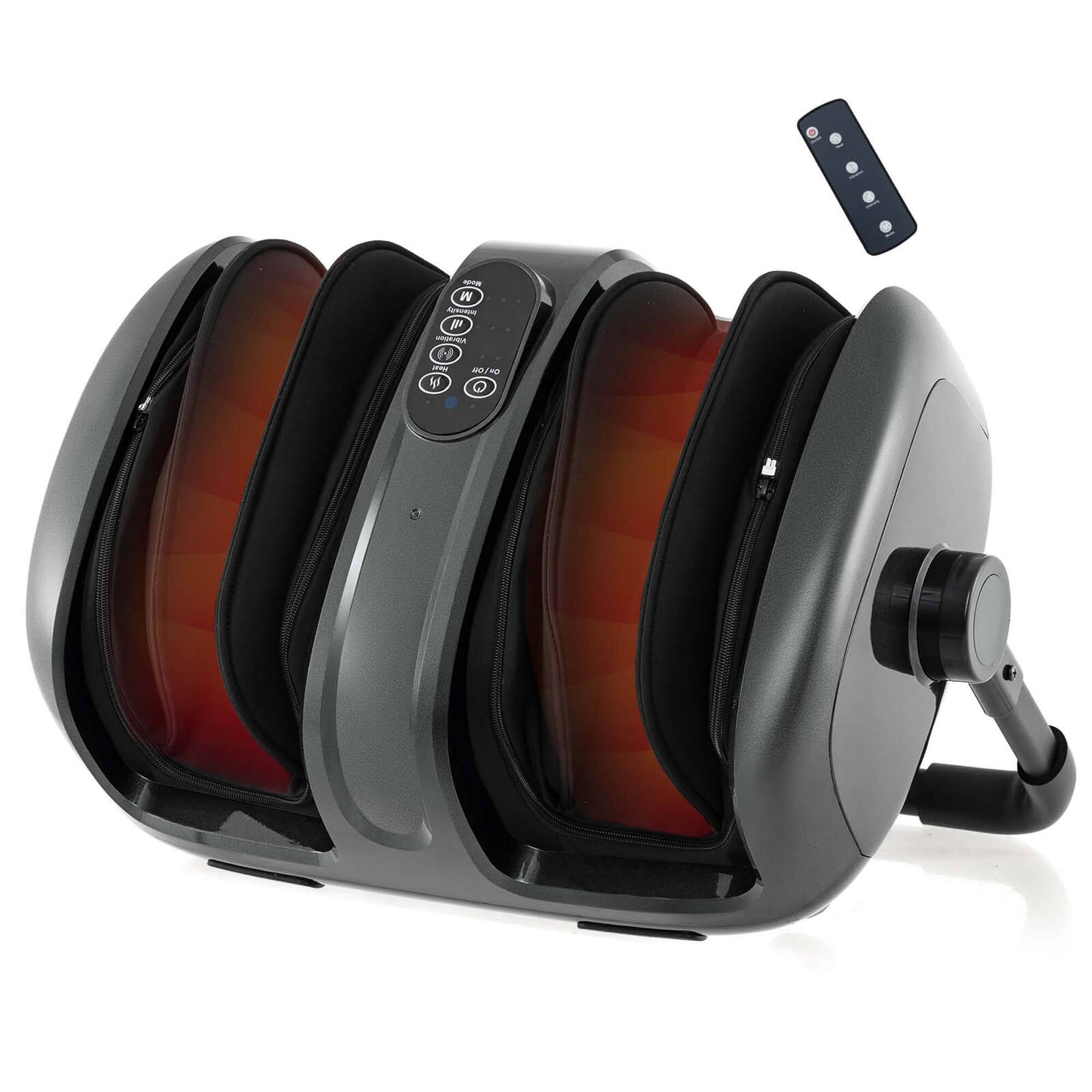 Alt View 19. Costway - Foot & Calf Massager Vibration Compression Electric Leg Massager Machine with Heat Gray - Gray/Black.