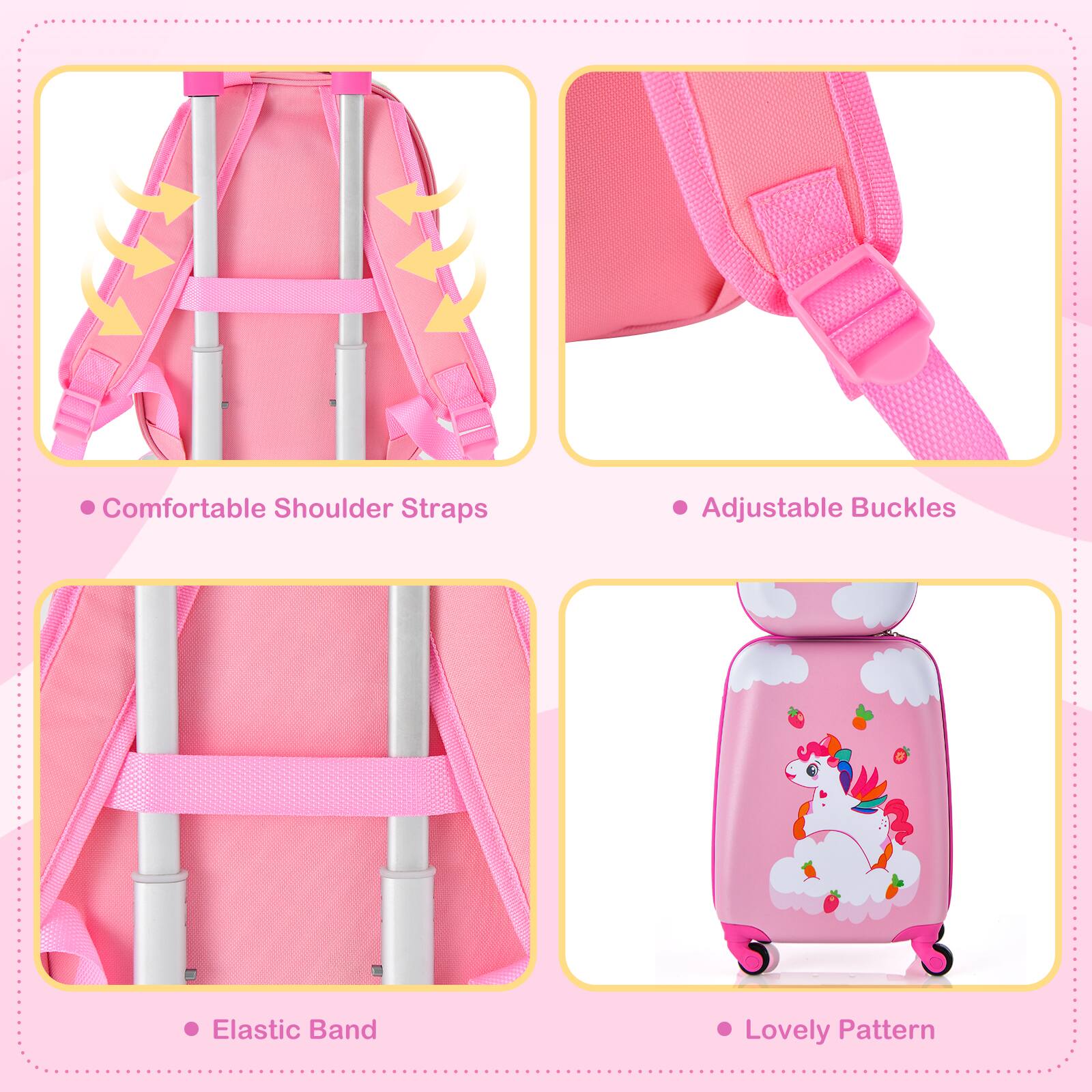 - Comfortable Shoulder Straps
- Adjustable Buckles
- Elastic Band
- Lovely Pattern