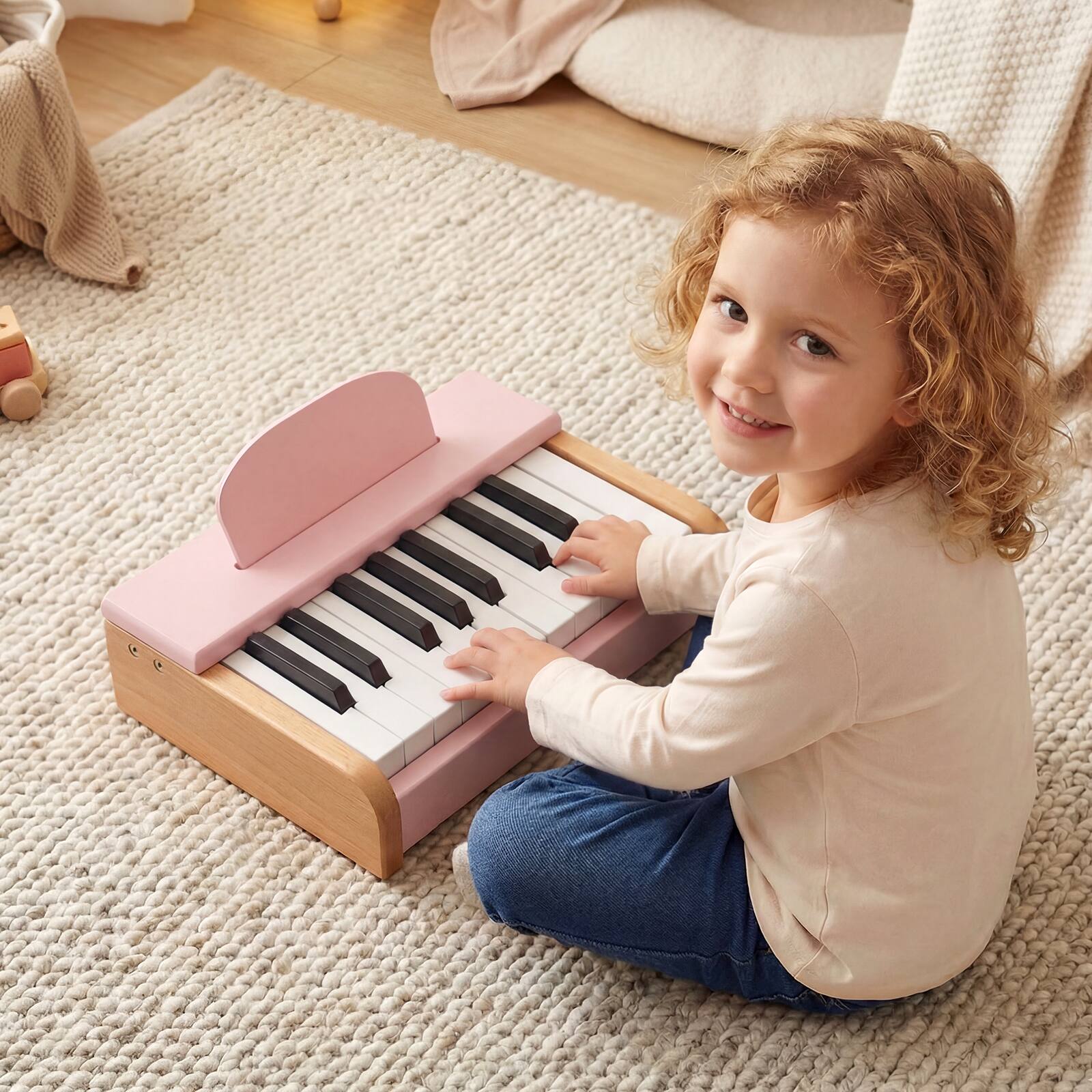 Alt View 3. Costway - Costway 18 Keys Kids Piano Keyboard with Removable Music Stand One-key Start for Boys Girls - Pink.