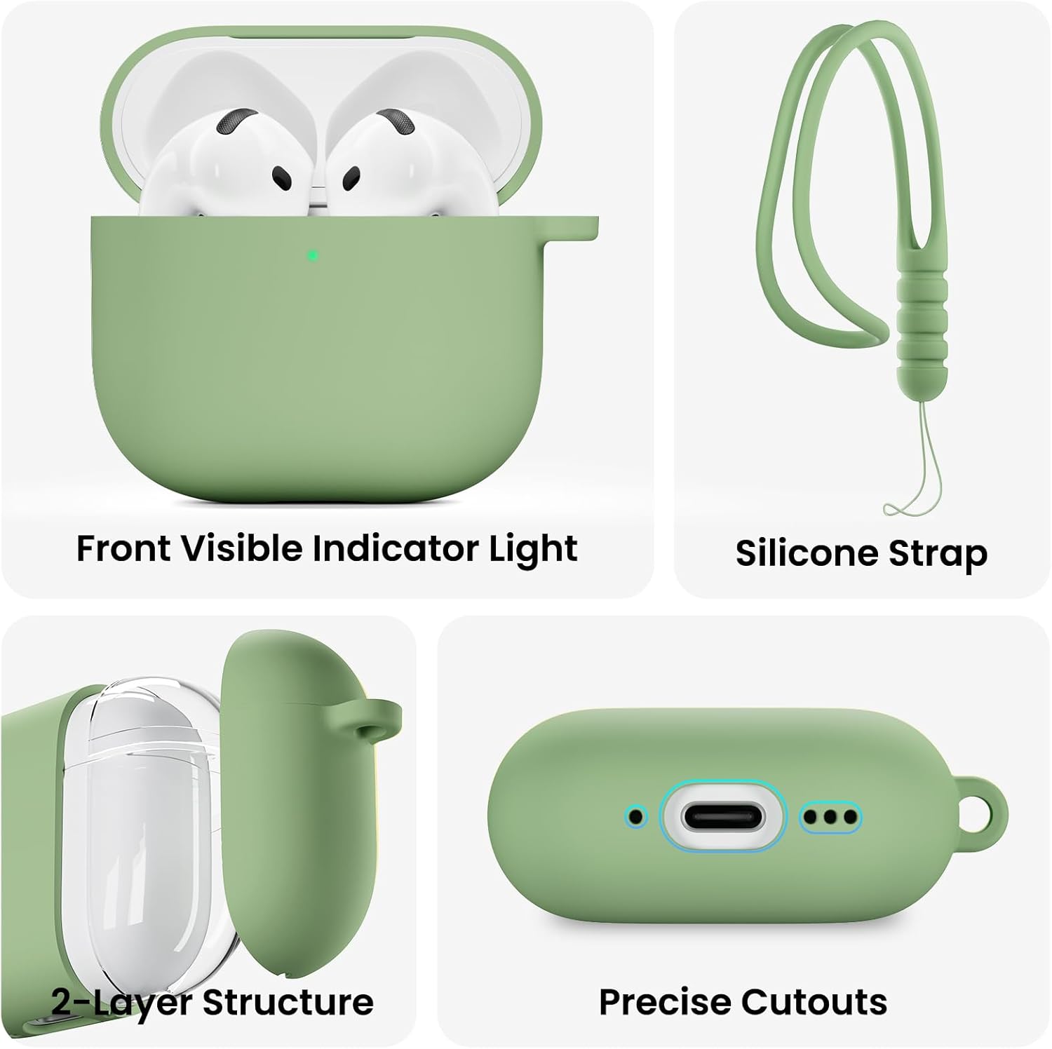 Front Visible Indicator Light, Silicone Strap, 2-Layer Structure, Precise Cutouts