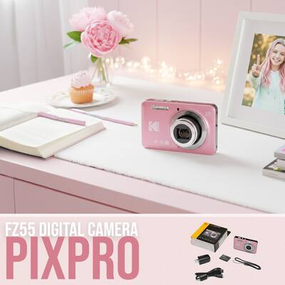 Kodak PixPro FZ55 Pink Camera Bundle with 128GB SD Card and Case Kodak PixPro FZ55 Pink Camera Bundle with 128GB SD Card and Case