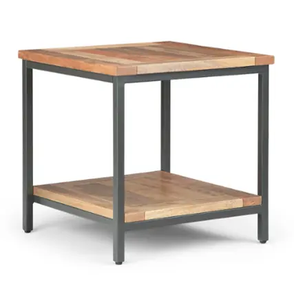 Simpli Home - Skyler SOLID MANGO WOOD and Metal 22 inch Wide Square Industrial End Table in - Natural
