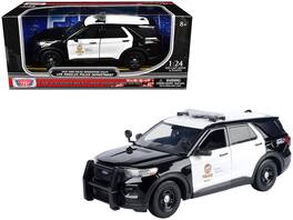 Motormax - 2022 Ford Police Interceptor Utility Los Angeles Police Department Black White Law Enforcement Public Service 1/24 - Black and White