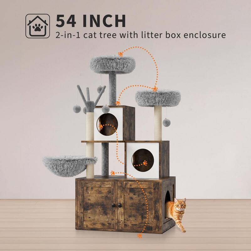 54 INCH  
2-in-1 cat tree with litter box enclosure