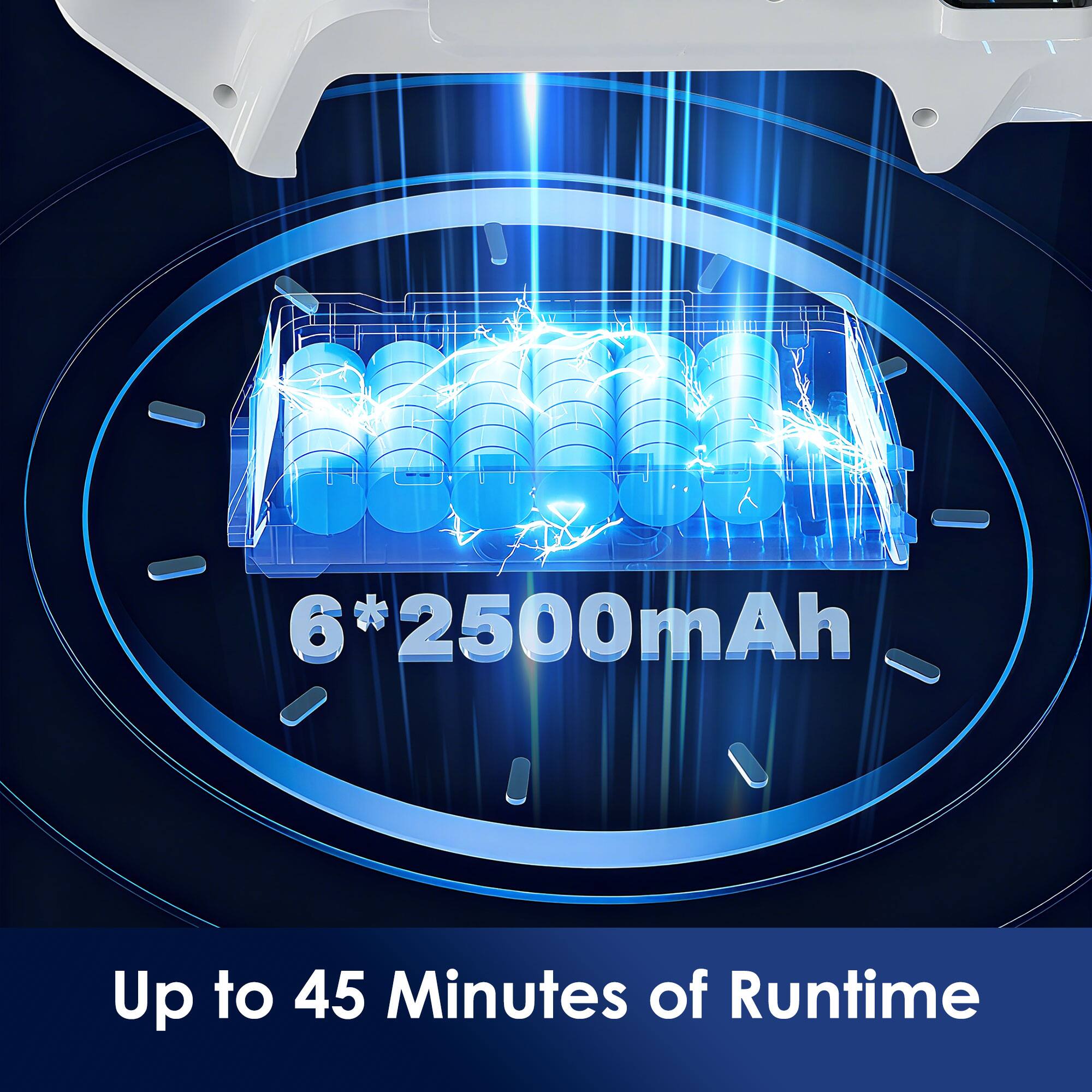 6*2500mAh  
Up to 45 Minutes of Runtime