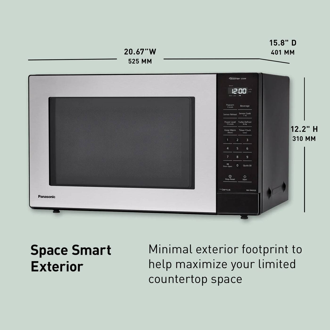 20.67"W 525 MM  
15.8" D 401 MM  
12.2" H 310 MM  

Space Smart Exterior  
Minimal exterior footprint to help maximize your limited countertop space