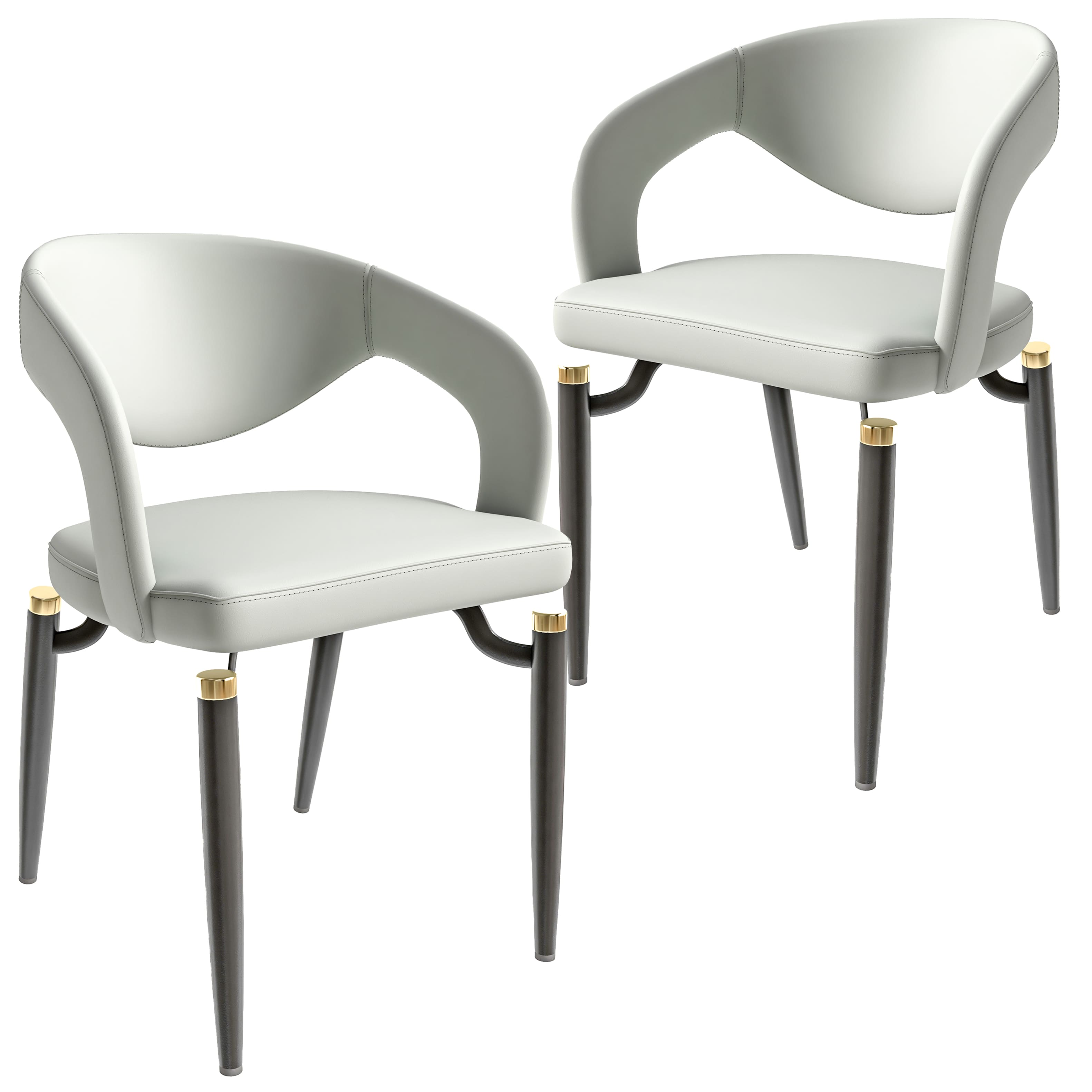 LeisureMod - Entice 2-PCS Modern Open-Back PU Leather Dining Chair with Powder-Coated Iron Legs - Gray price history on PriceWatchPro