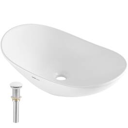 Oval Vessel Sink, 23.3" x 14.2" Bathroom Vessel Sink Bowl Countertop, Ceramic Bathroom Sinks Above Counter