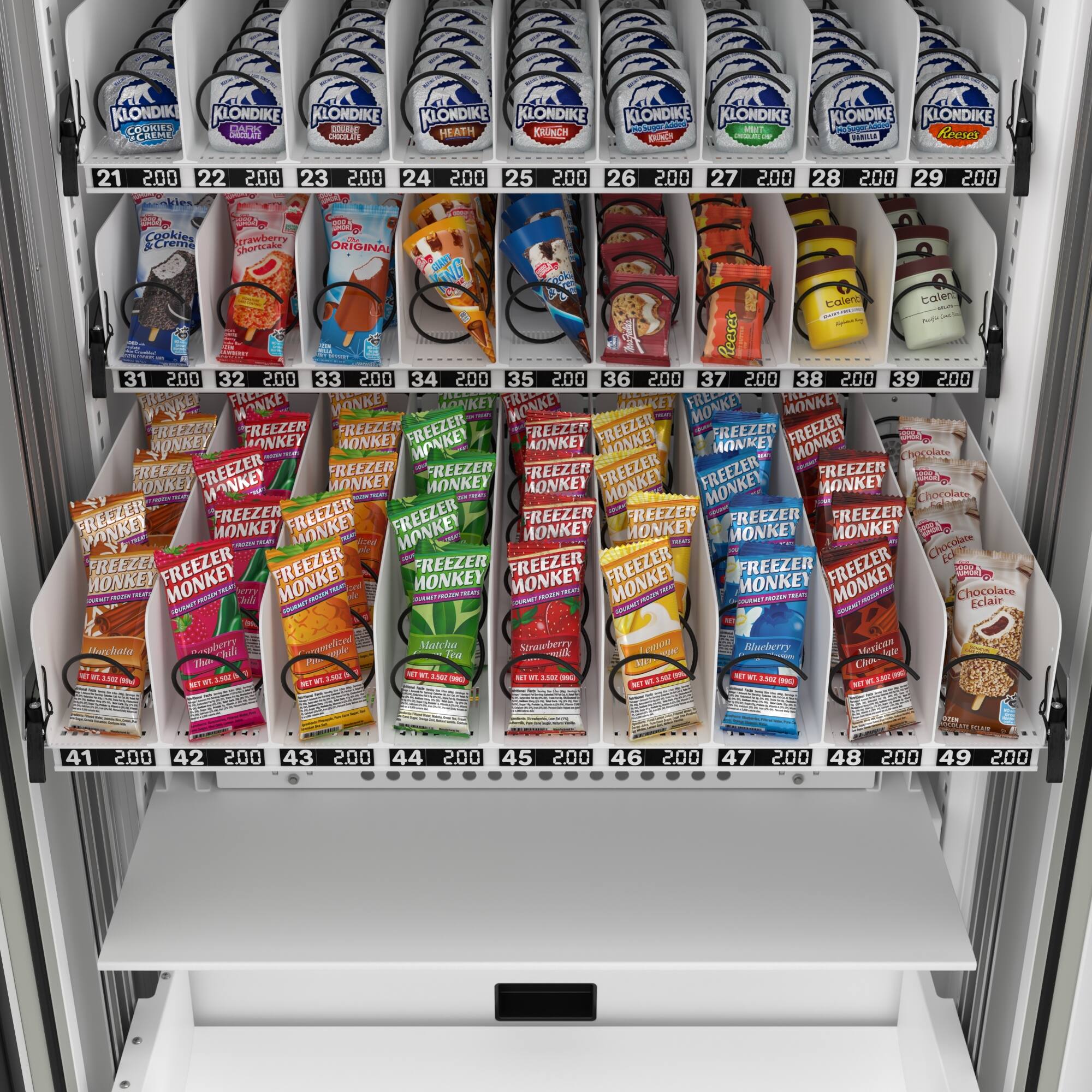 Sure, here is the corrected and grouped text from the image:

---

**Top Shelf:**

- KLONDIKE CREAM
- KLONDIKE CREAM
- KLONDIKE CREAM
- KLONDIKE CREAM
- KLONDIKE CREAM
- KLONDIKE CREAM
- KLONDIKE CREAM
- KLONDIKE CREAM
- KLONDIKE CREAM
- KLONDIKE CREAM
- KLONDIKE CREAM
- KLONDIKE CREAM
- KLONDIKE CREAM
- KLONDIKE CREAM
- KLONDIKE CREAM
- KLONDIKE CREAM
- KLONDIKE CREAM
- KLONDIKE CREAM
- KLONDIKE CREAM
- KLONDIKE CREAM
- KLONDIKE CREAM
- KLONDIKE CREAM
- KLONDIKE CREAM
- KLONDIKE CREAM
- KLONDIKE CREAM
- KLONDIKE CREAM
- KLONDIKE CREAM
- KLONDIKE CREAM
- KLONDIKE CREAM
- KLONDIKE