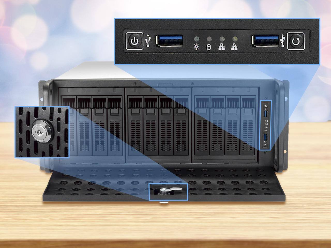Alt View 3. Rosewill - Rosewill 4U Rackmount Case RSV-L4412U | 12 Hot Swap 3.5/2.5" SATA/SAS | E-ATX | 3x120mm+2x80mm Fans | 2x USB 3.0 | Lock - Black.