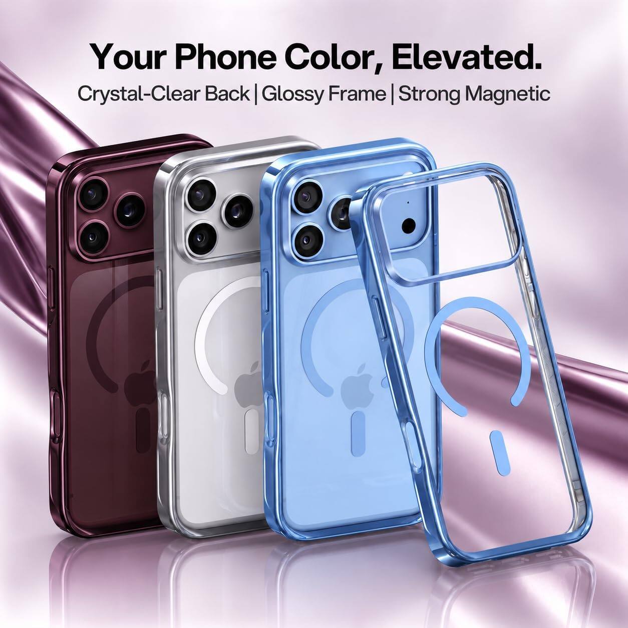 Your Phone Color, Elevated.  
Crystal-Clear Back | Glossy Frame | Strong Magnetic