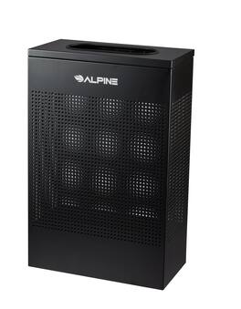 Alpine Industries - 13 Gallon Stainless Steel Square Perforated Trash Can - Black