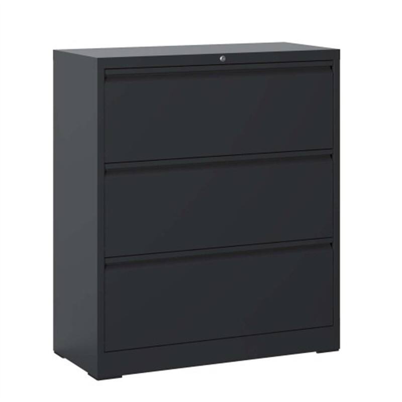 Alt View 4. HTUTWOO - Lateral File Cabinet 3 Drawer –Filing Cabinet with Lock,Lockable File Cabinet for Home Office,Locking Metal File Cabinet - Black.