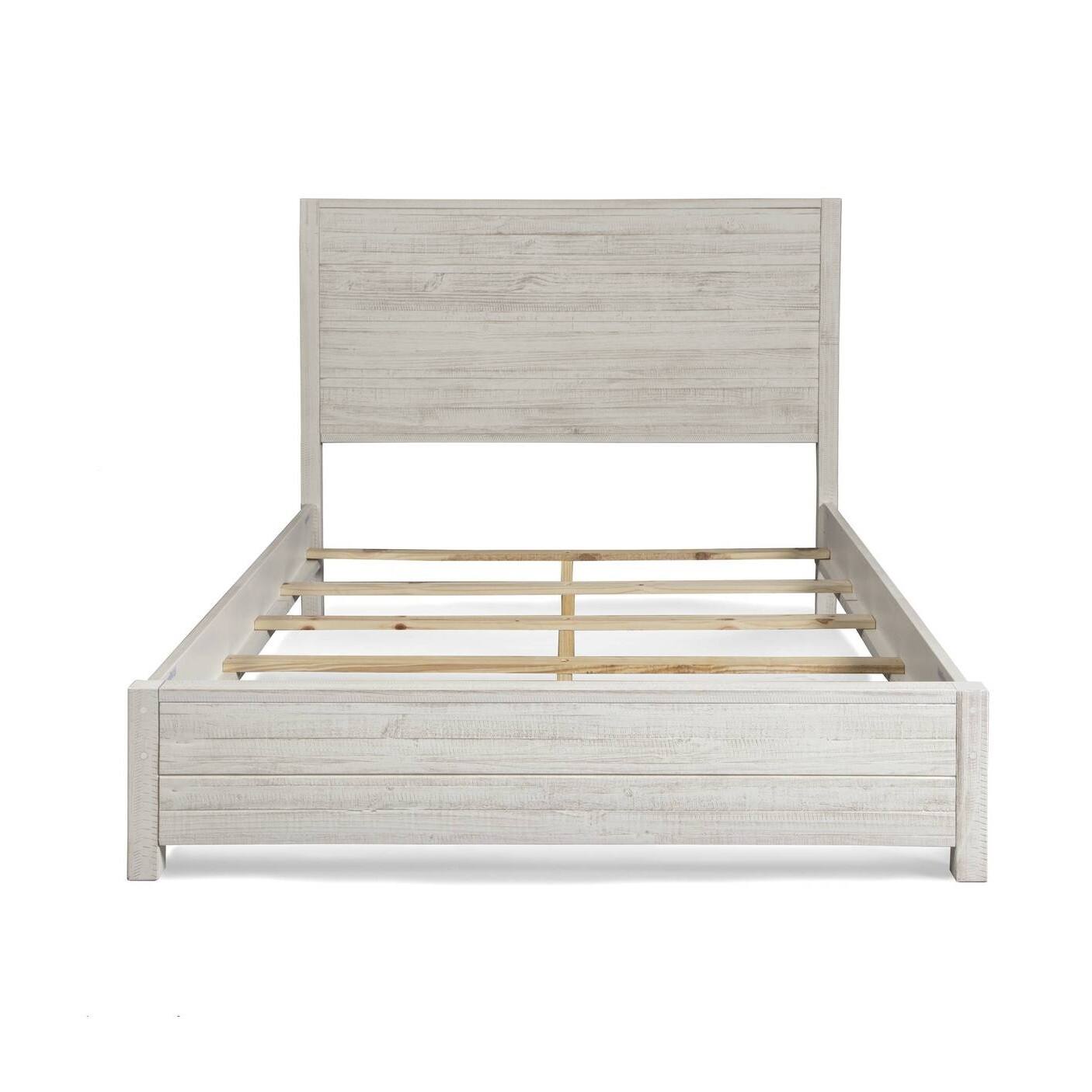Angle. Hivvago - Hivvago FarmHome Solid Pine Platform Bed in Queen Size - Off White.