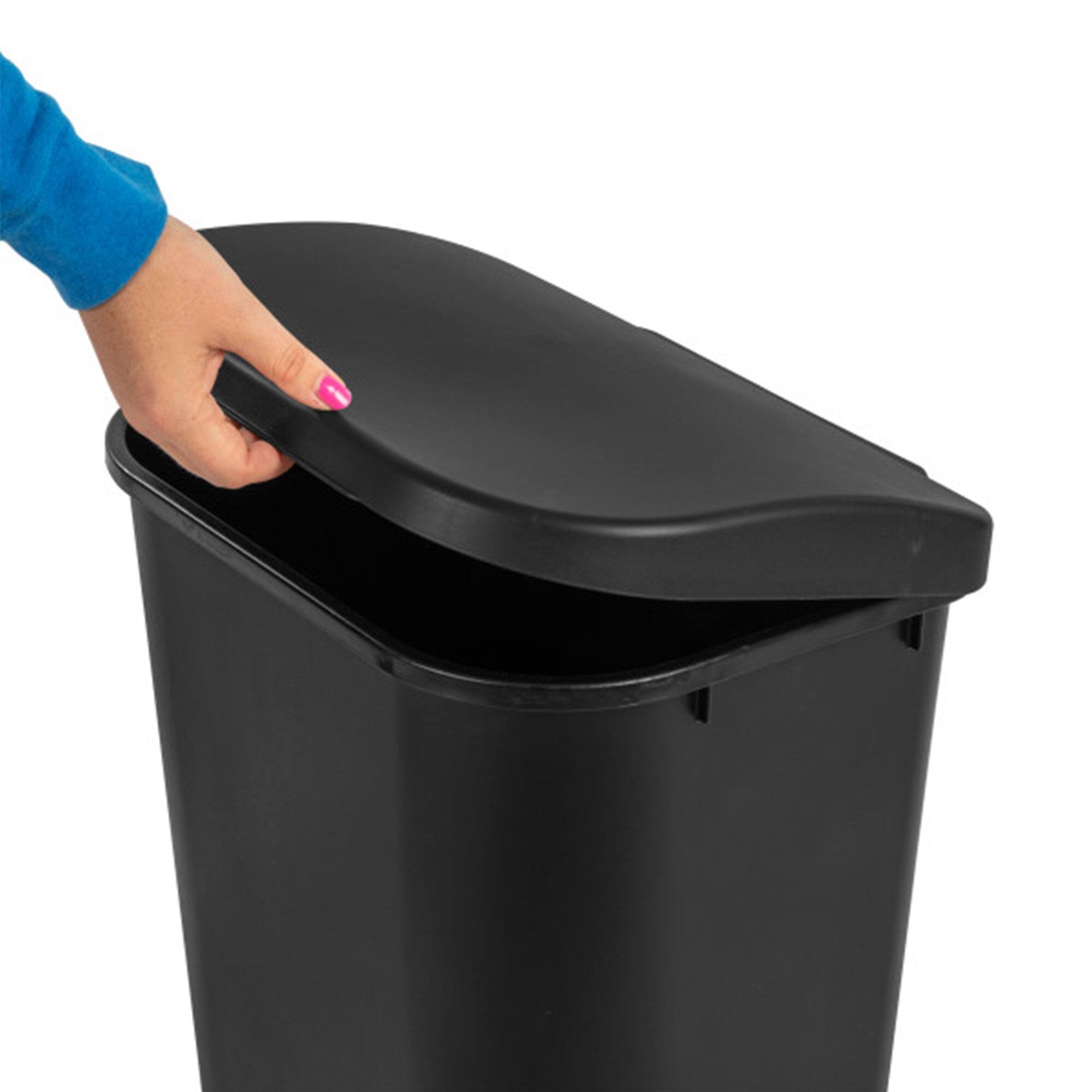 Alt View 4. Sterilite - Sterilite 11.3 Gal Lift Top Lid Kitchen Trash Can Wastebaskets, Black (24 Pack) - Black.
