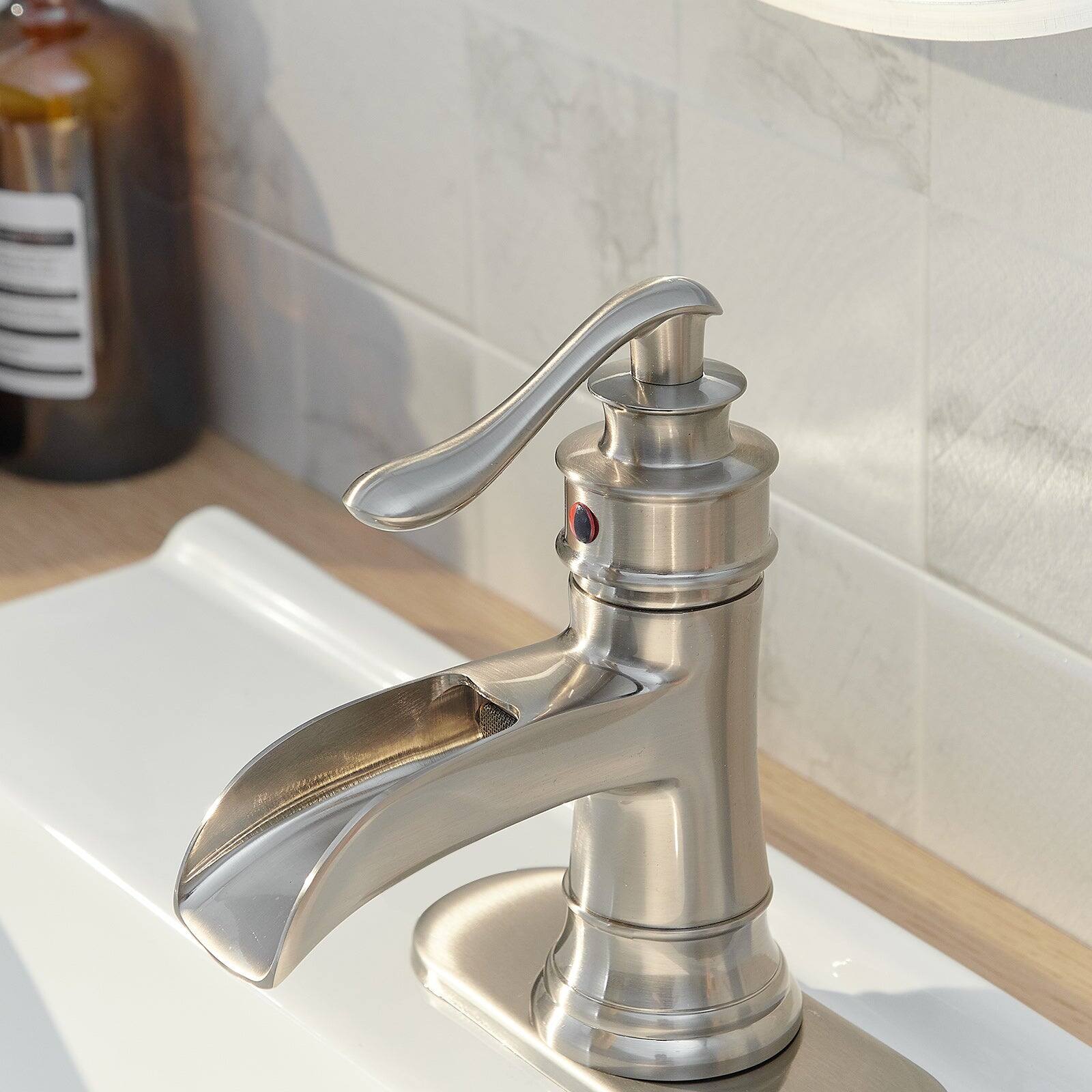 Alt View 9. Boyel Living - Single Hole Single-Handle Low-Arc Bathroom Faucet in Brushed Nickel - Brushed Nickel.