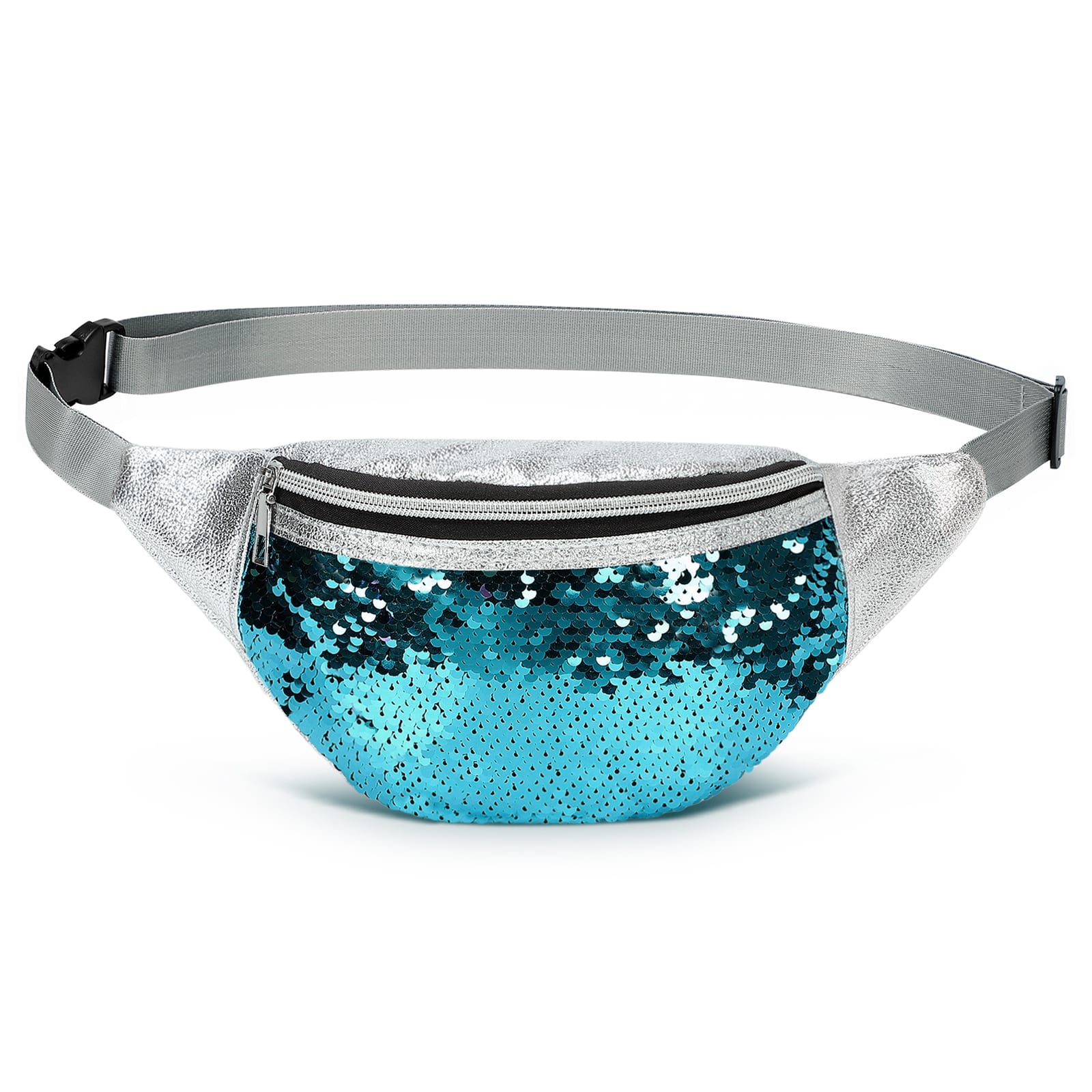 Unique Bargains - Holographic Sequined Fanny Packs for Women Waist Belt Bag Fashion Crossbody Bum Bag for Running - Blue price history on PriceWatchPro