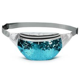 Unique Bargains - Holographic Sequined Fanny Packs for Women Waist Belt Bag Fashion Crossbody Bum Bag for Running - Blue