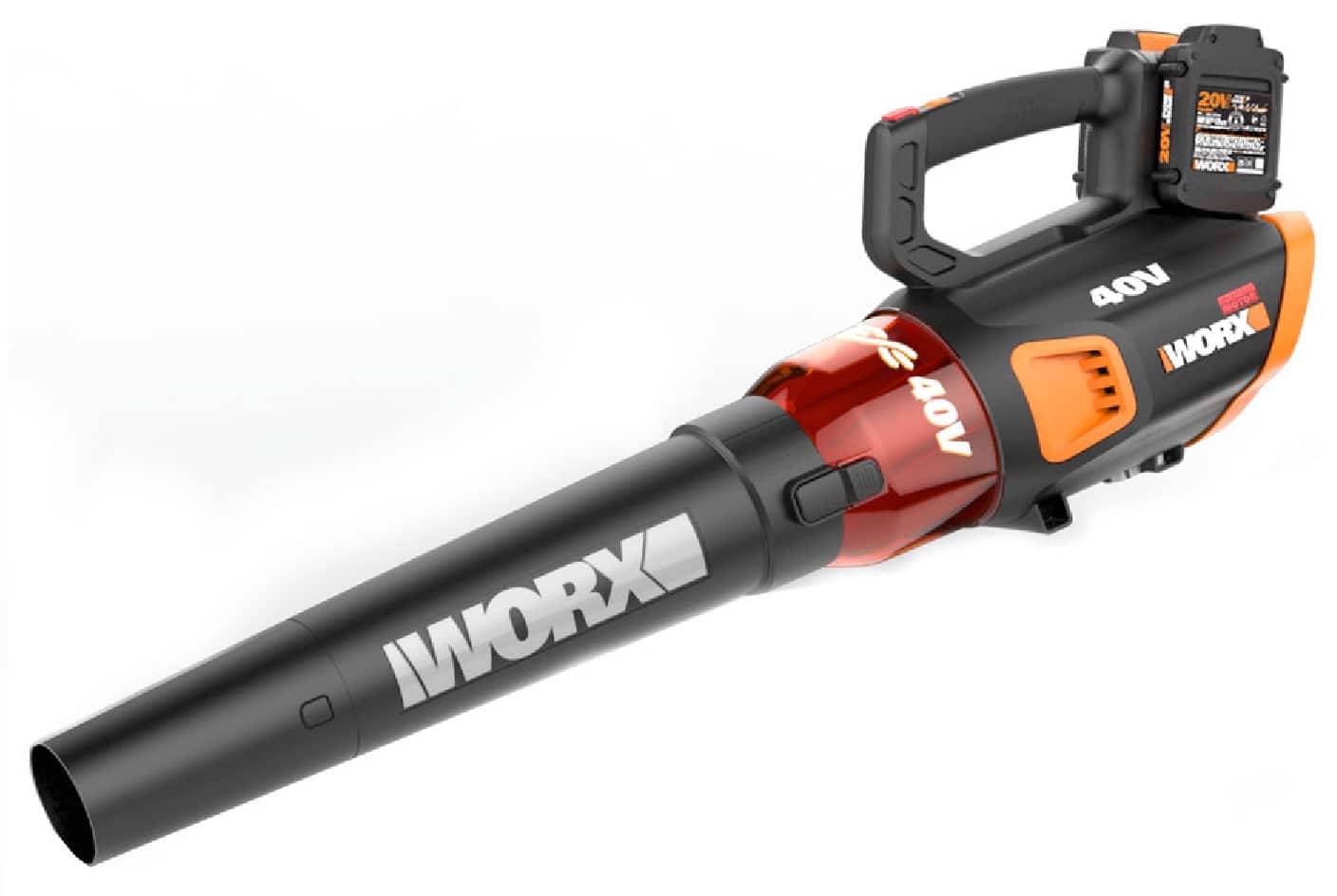 Front Zoom. WORX - WG584 40V 430 CFM Cordless Handheld Blower (2 x 2.0 Ah Batteries and 1 x Charger) - Black.