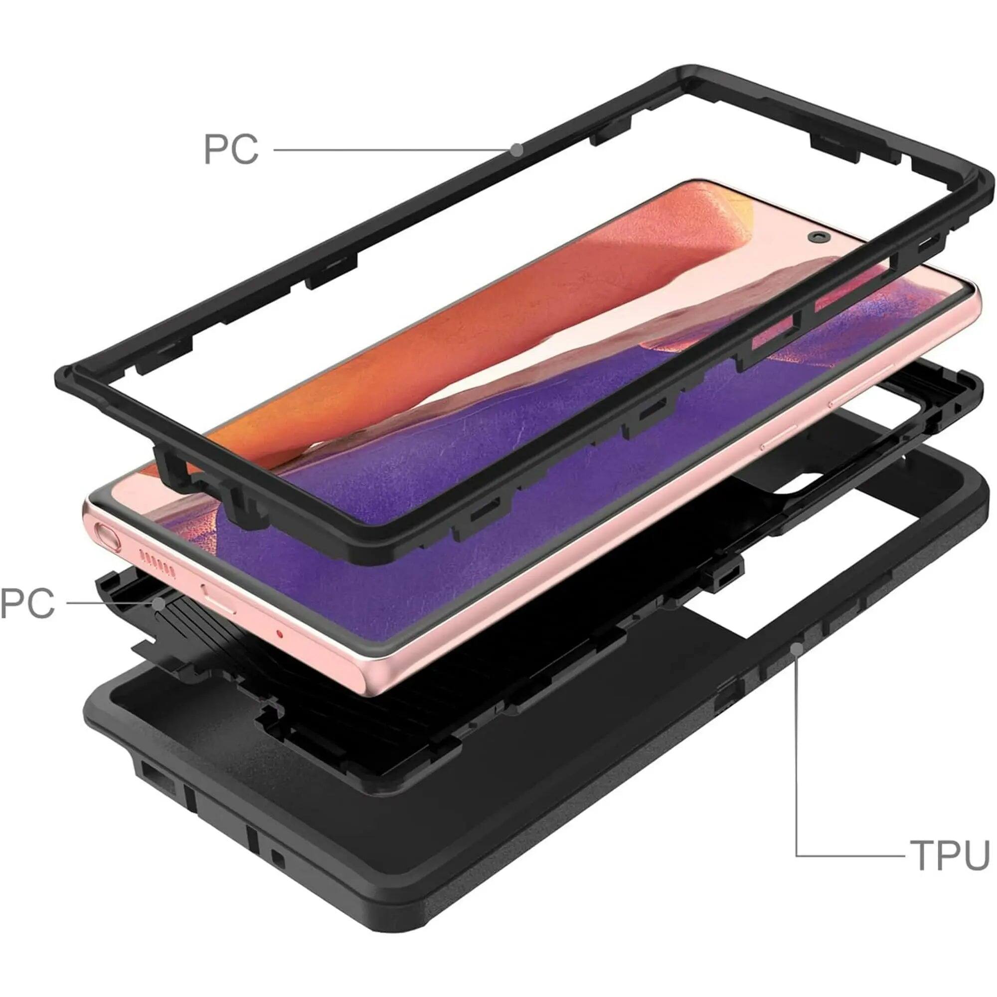 Back. Entronix - Entronix Bundle for Galaxy Note 10 Plus - Heavy Duty Case & 2 Screen Protectors - Black.