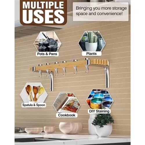 MULTIPLE USES  
Bringing you more storage space and convenience!  
- Pots & Pans  
- Plants  
- Spatula & Spoon  
- Cookbook  
- DIY Staining