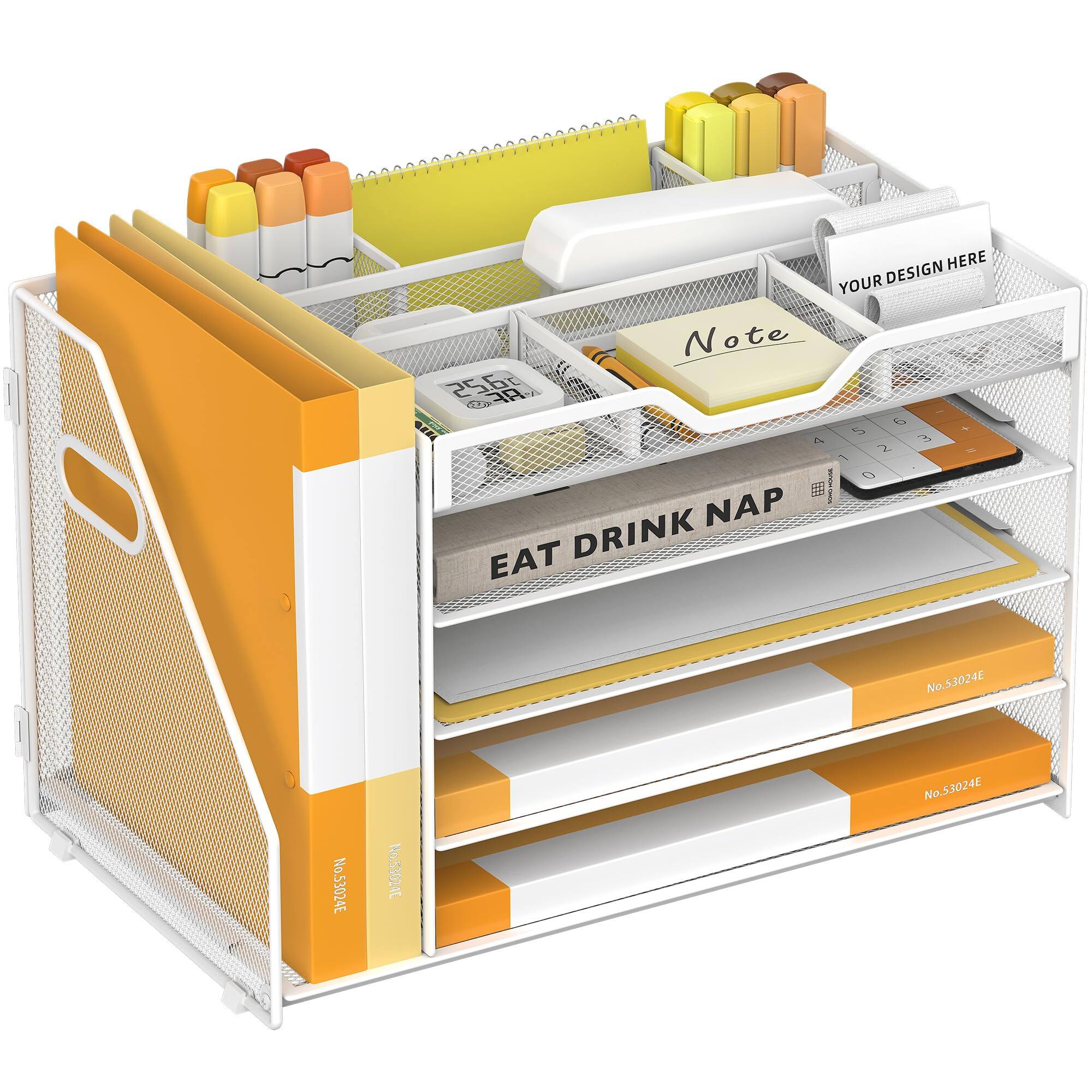 5 Tier with File Holder-White