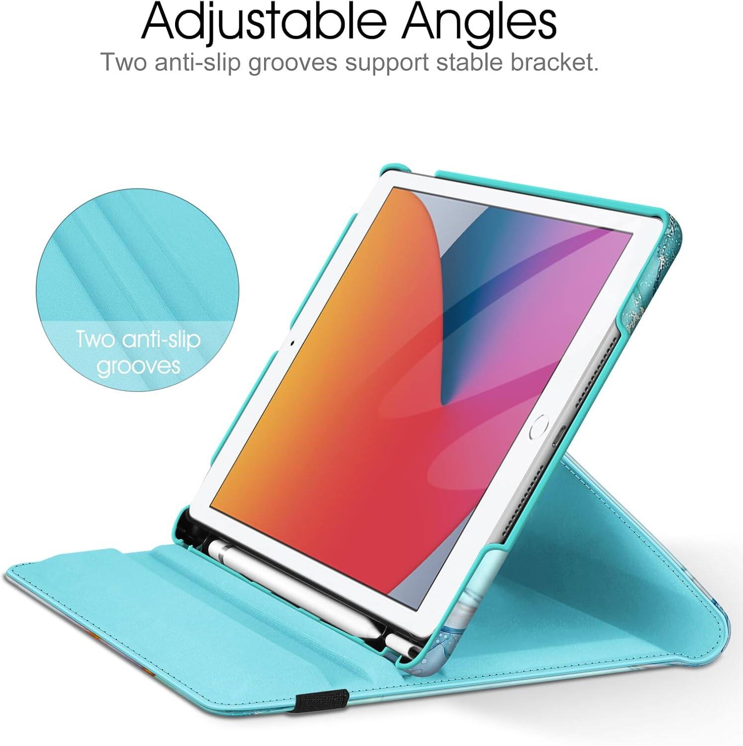Adjustable Angles  
Two anti-slip grooves support stable bracket.  
Two anti-slip grooves