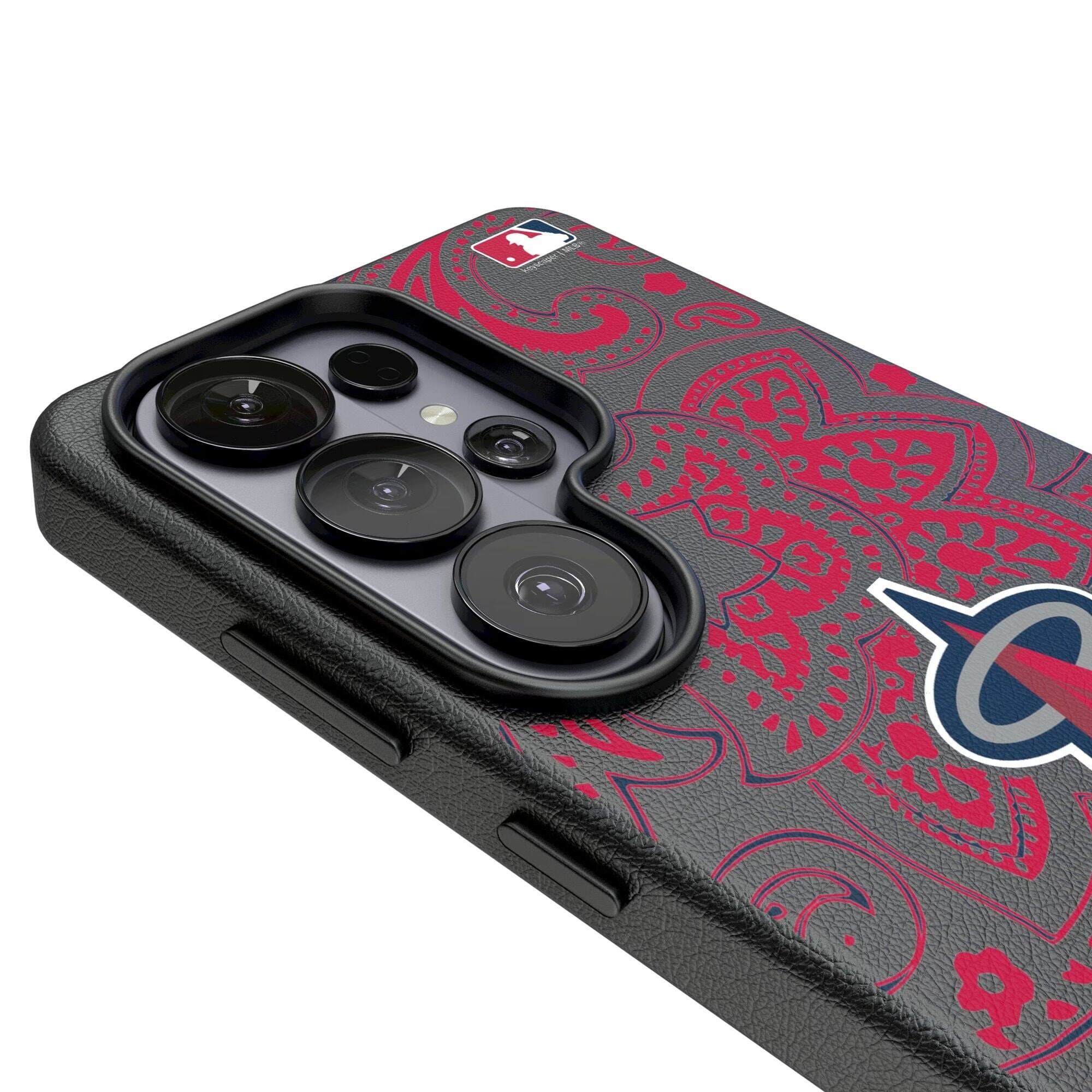 Alt View 2. Keyscaper - Los Angeles Angels Paisley Galaxy Magnetic Bump Case - S25 Ultra - Black.