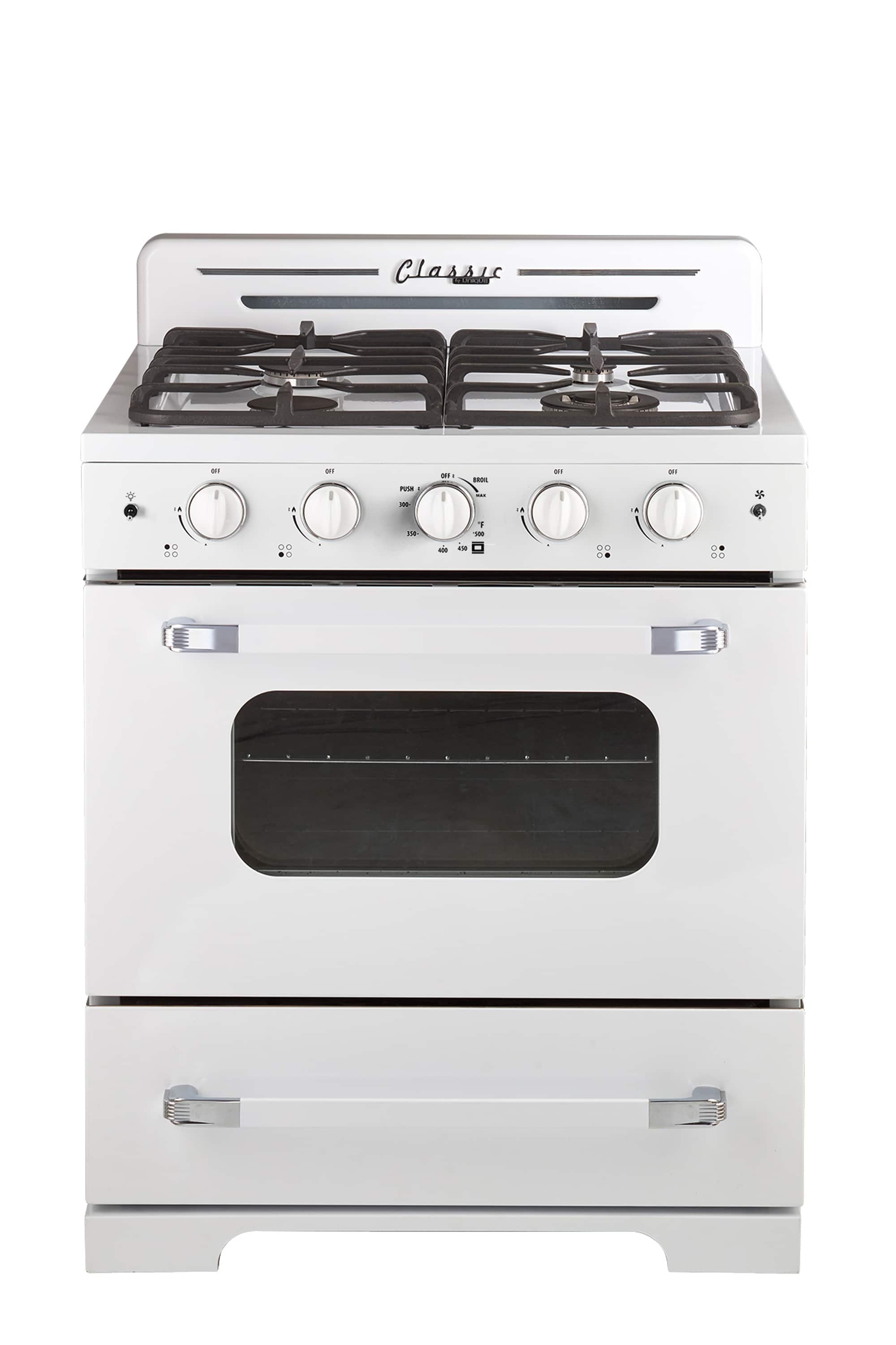 Unique Appliances - Classic Retro 3.9 Cu. Ft. Freestanding Gas Convection Range - Marshmallow White - Front_Zoom