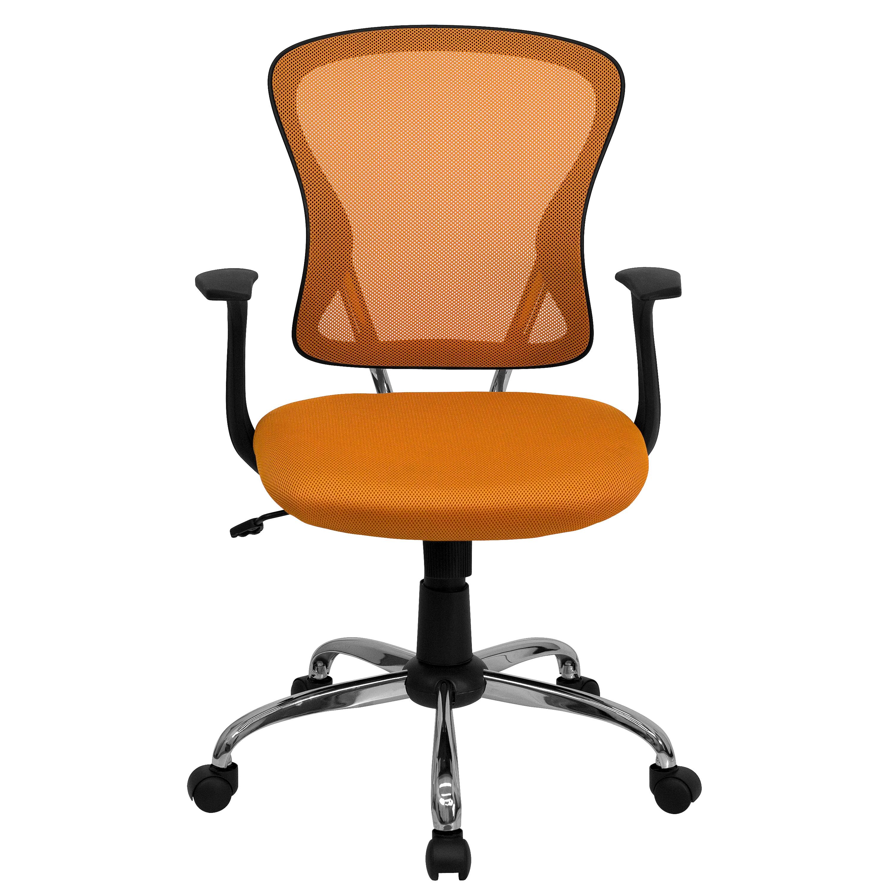 Alt View 7. Emma + Oliver - Mid-Back Mesh Swivel Task Office Chair with Chrome Base and Arms - Orange.