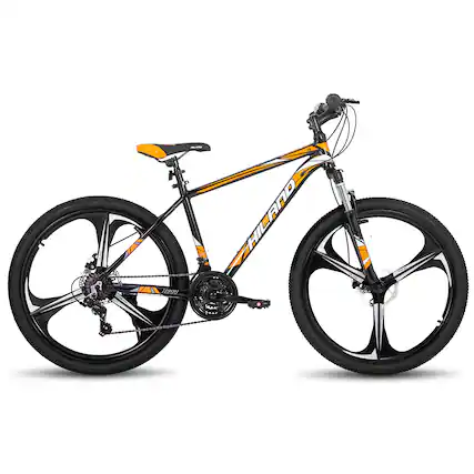 Front. HILAND - HILAND H200 26" Mountain Bike for Men Women - 3 Spokes Wheel - Orange - Orange.