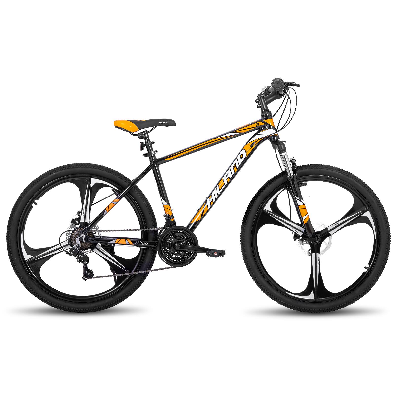 Front. HILAND - HILAND H200 26" Mountain Bike for Men Women - 3 Spokes Wheel - Orange - Orange.